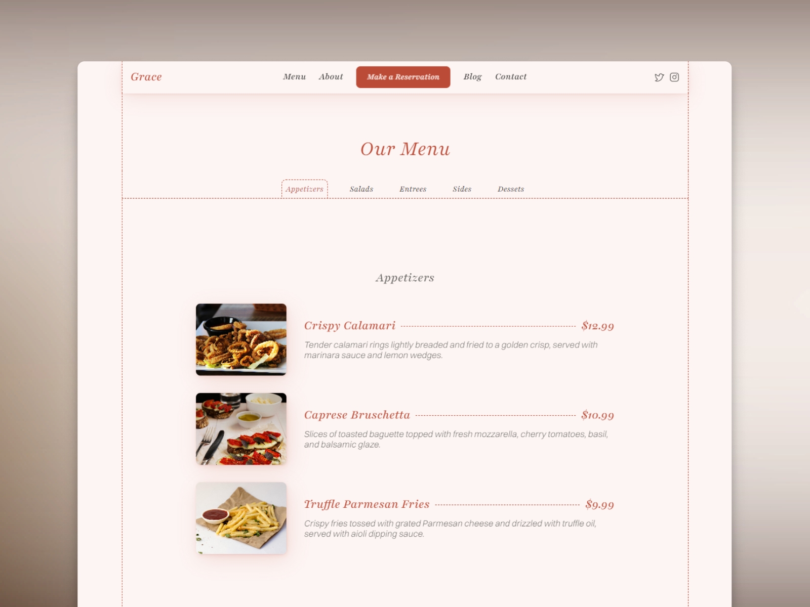 Screenshot 2 of Grace restaurant template