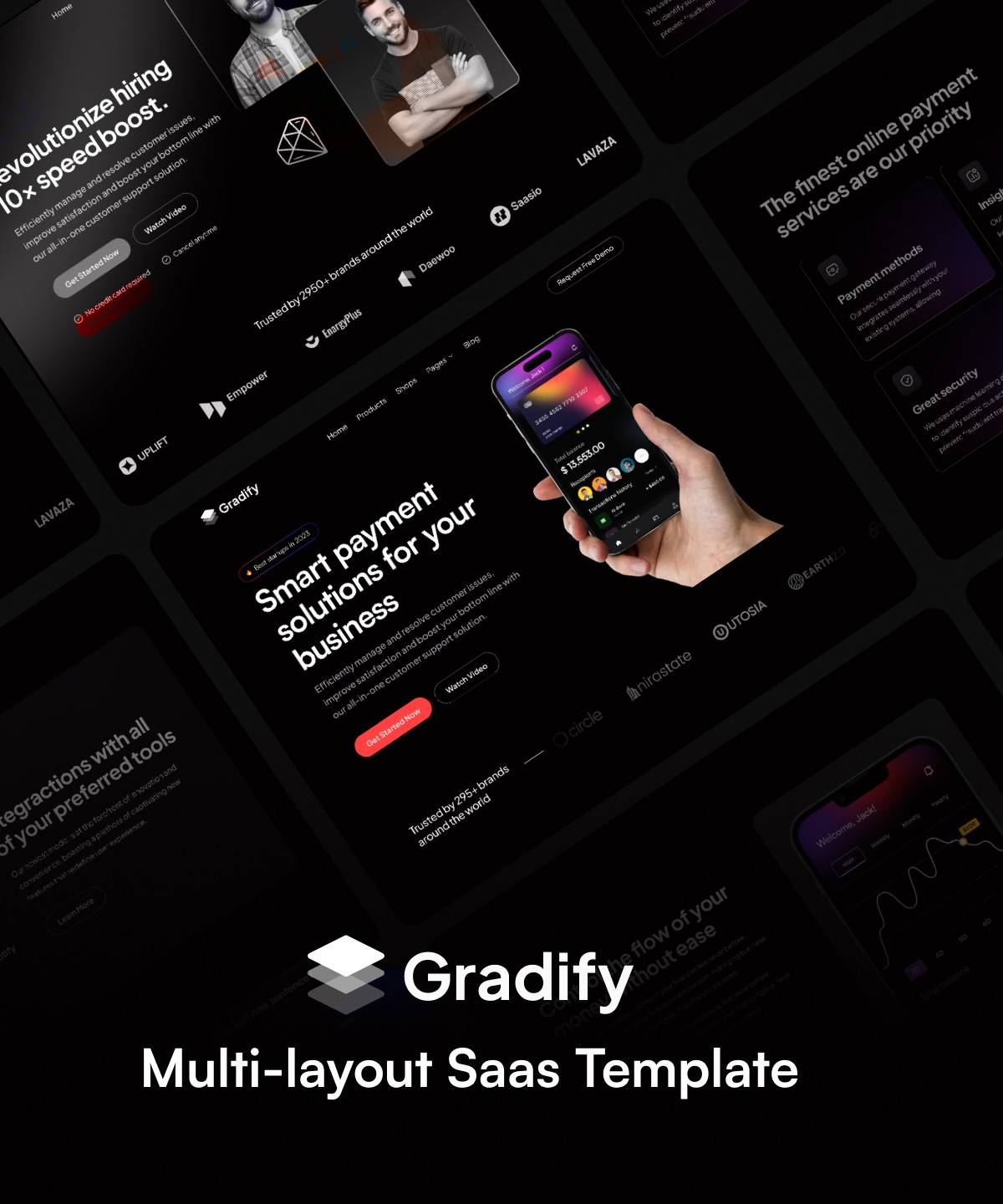 Screenshot of Gradify multipurpose saas template website