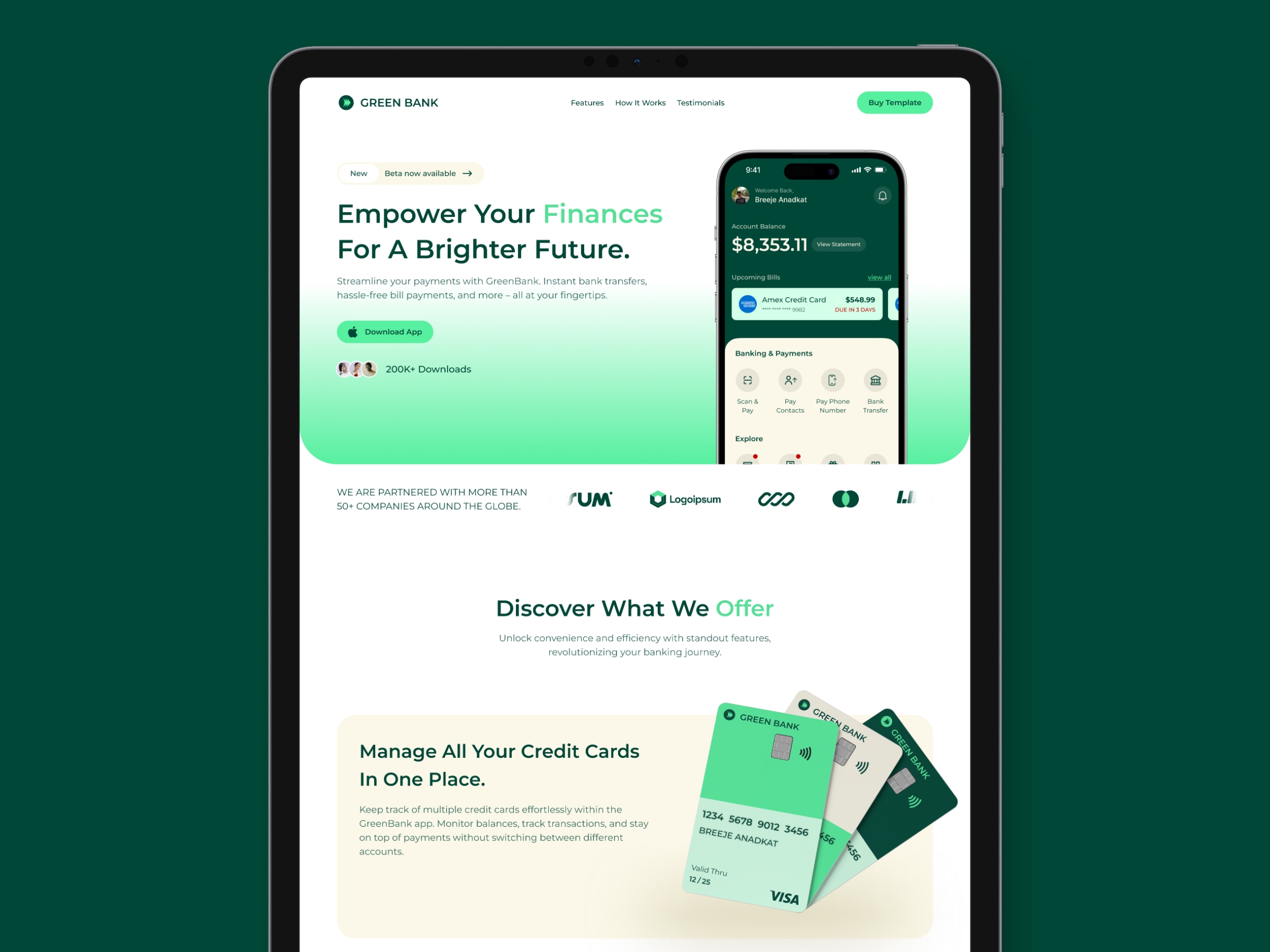 Screenshot of Greenbank website