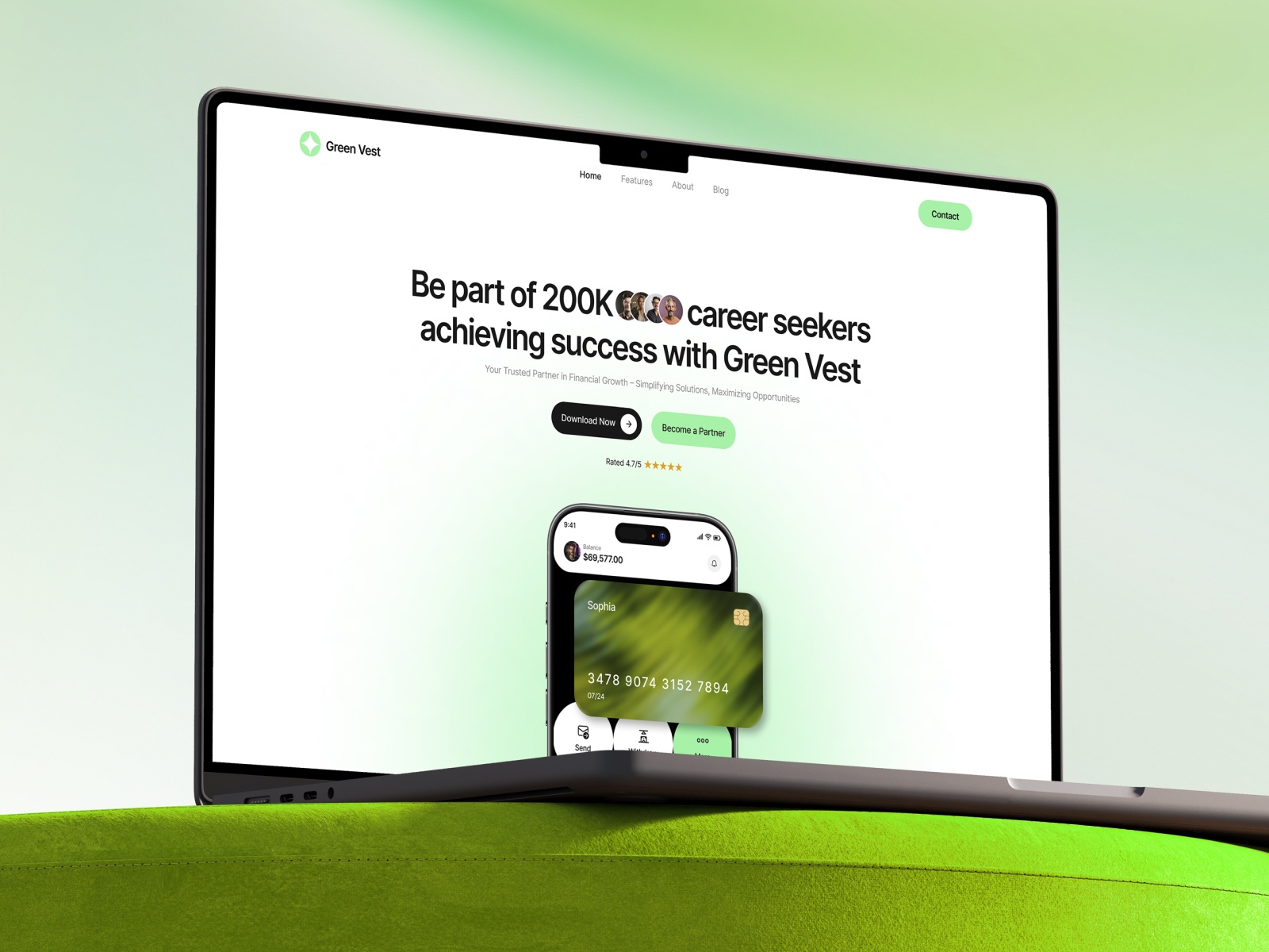 Screenshot of Greenvest website