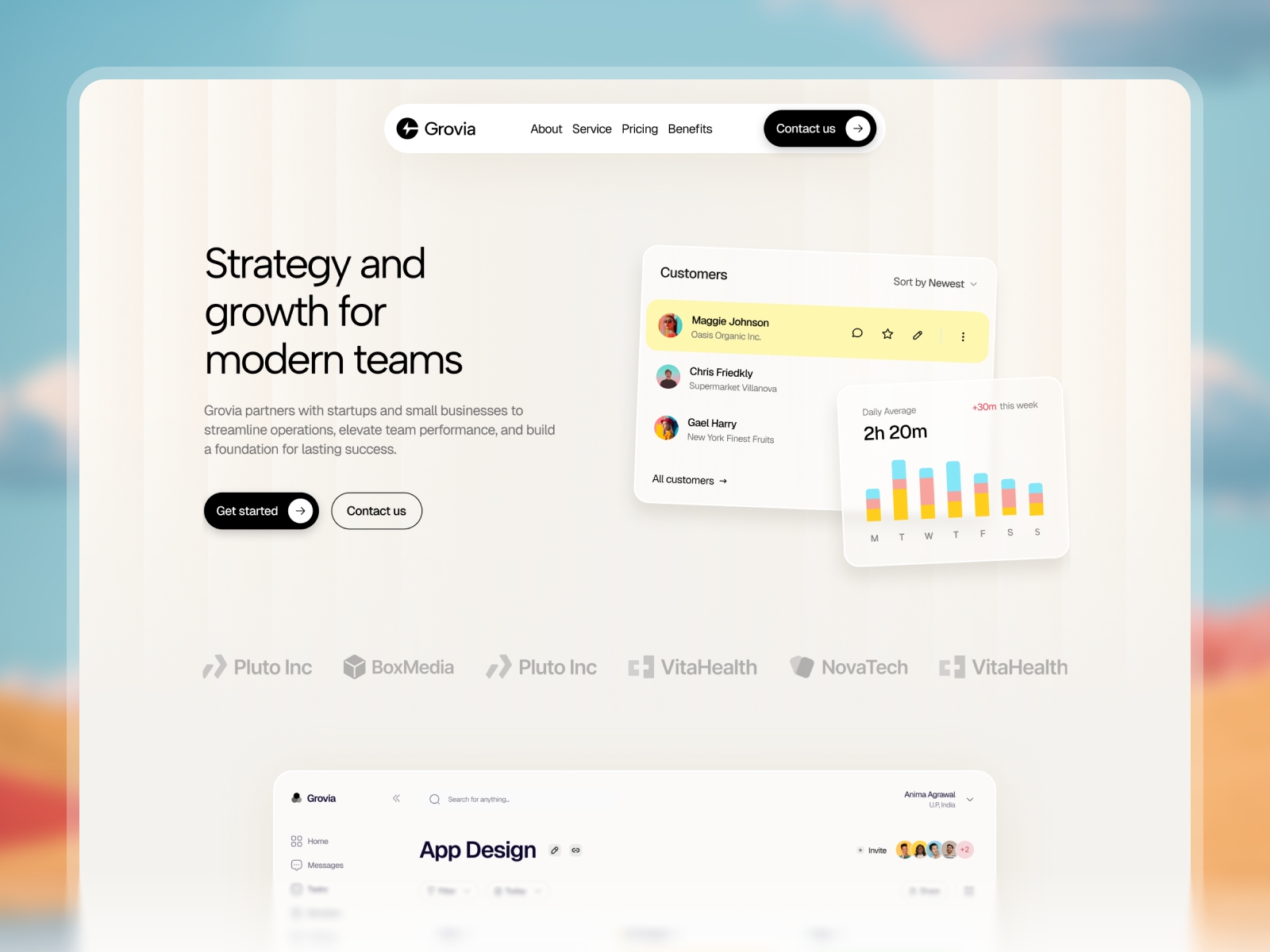 Screenshot of Grovia website