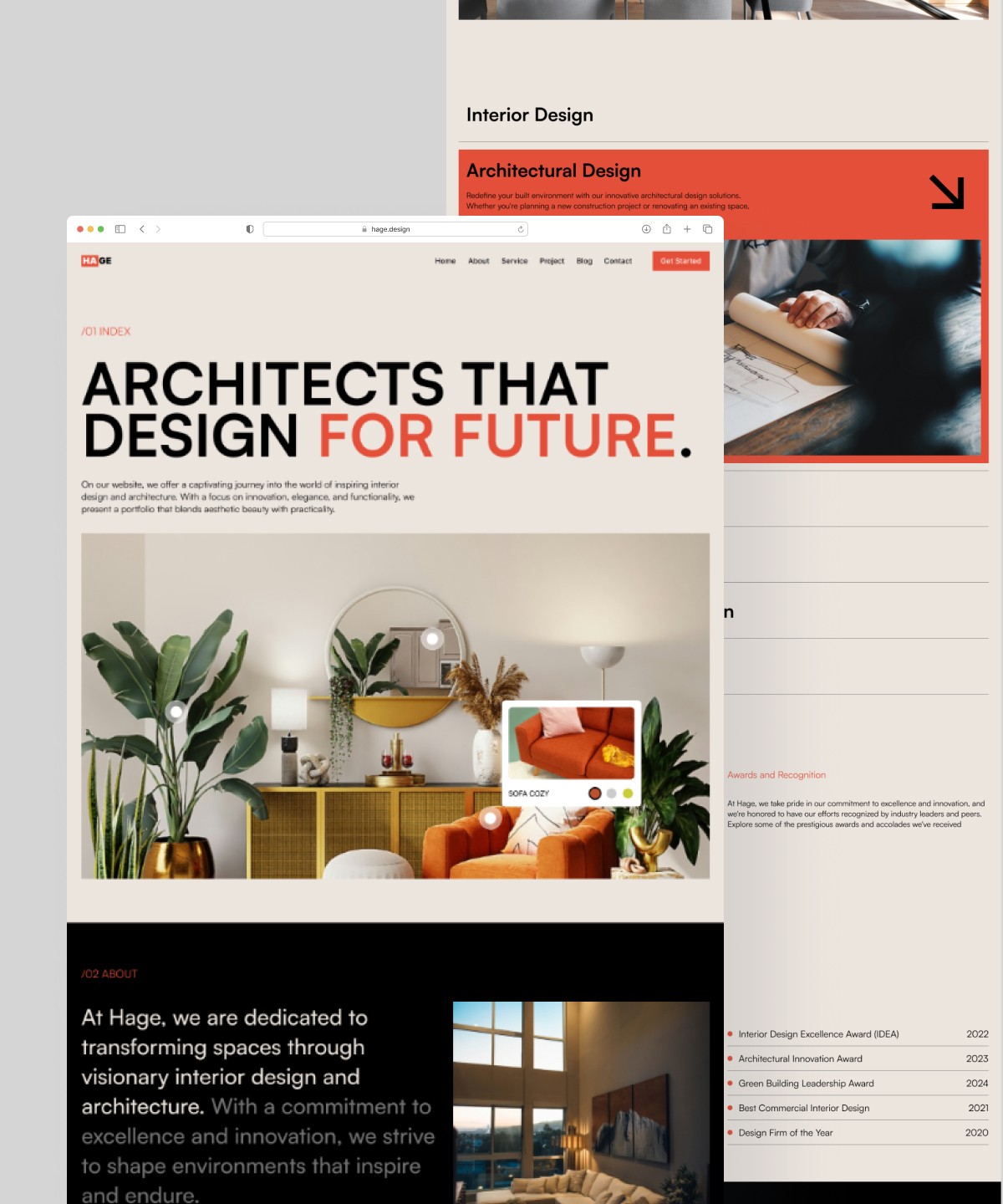 Screenshot of Hage website