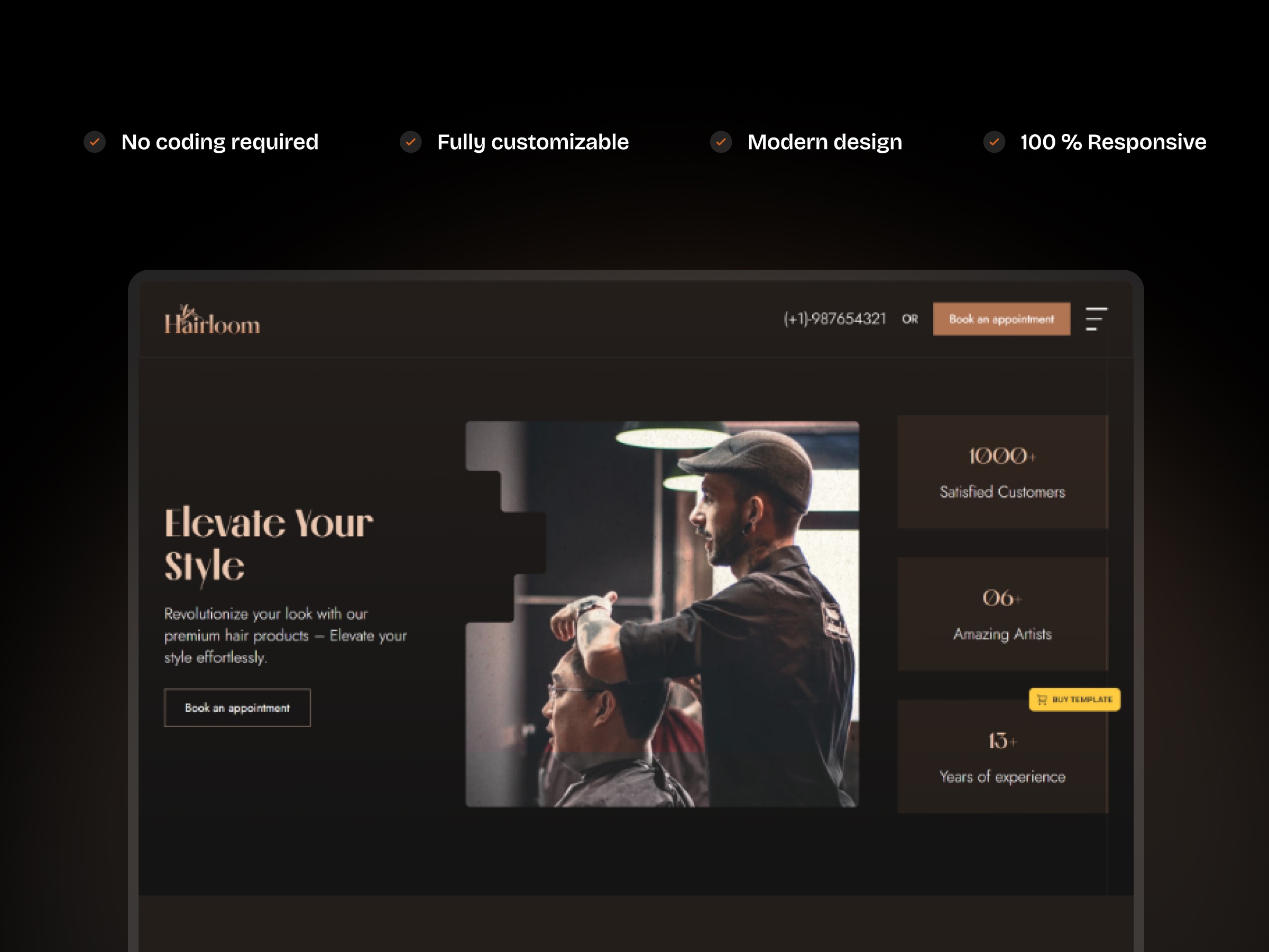 Screenshot 2 of Hairloom hair salon template