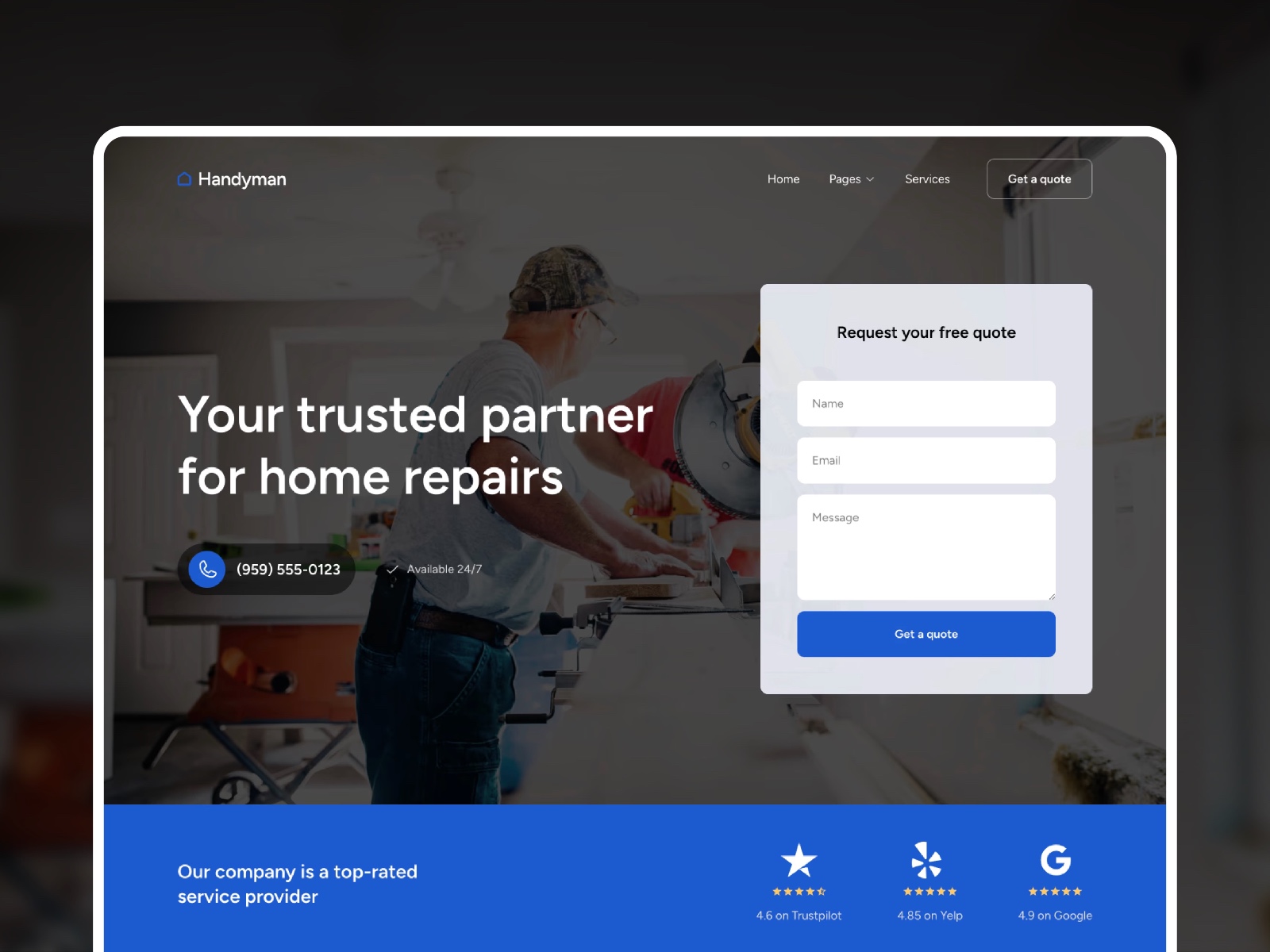 Screenshot of Handyman website