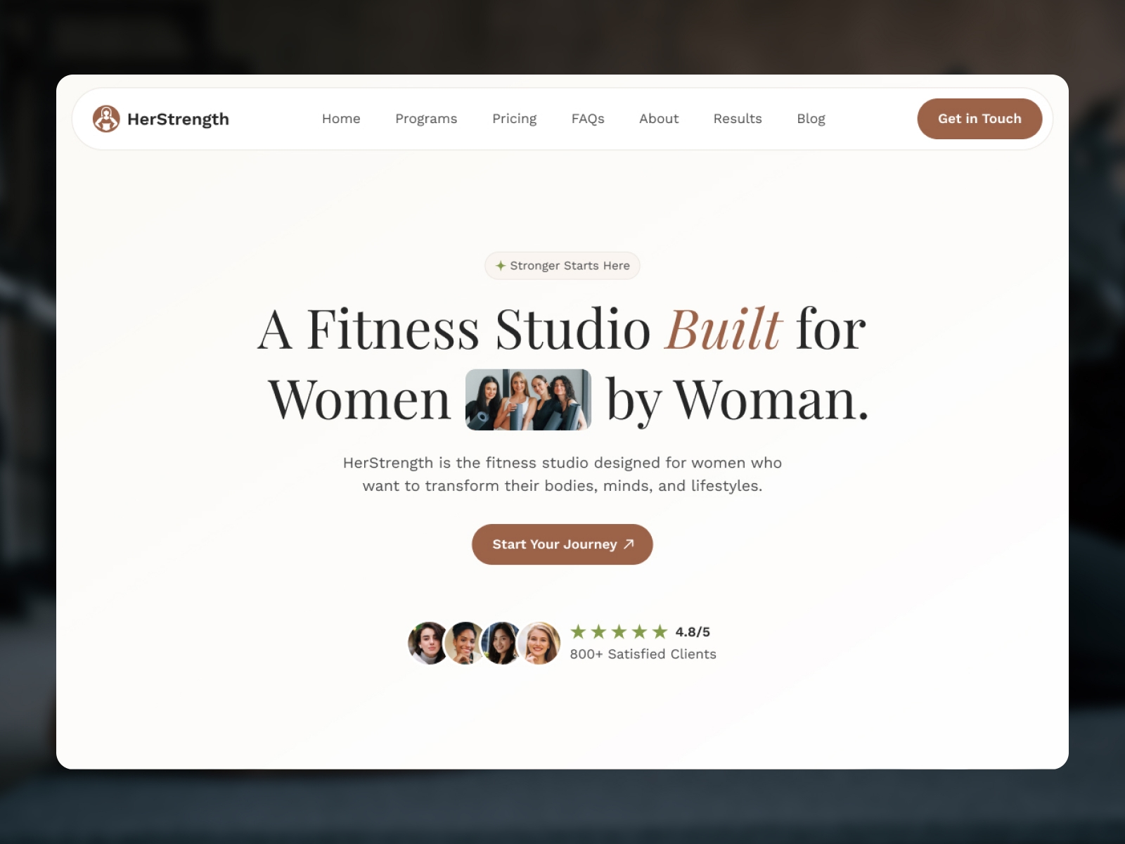Screenshot of Herstrength website