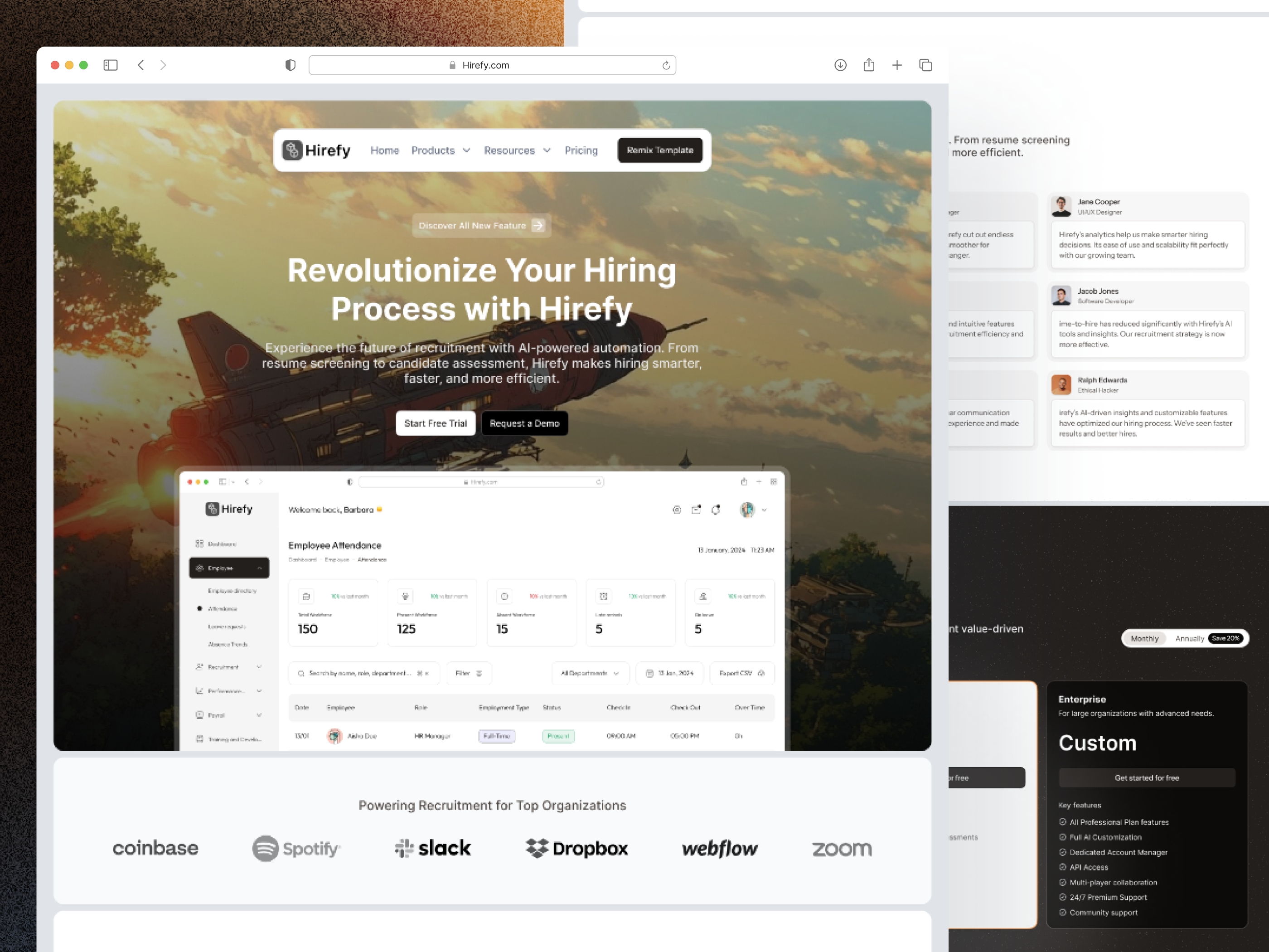 Screenshot of Hirefy website