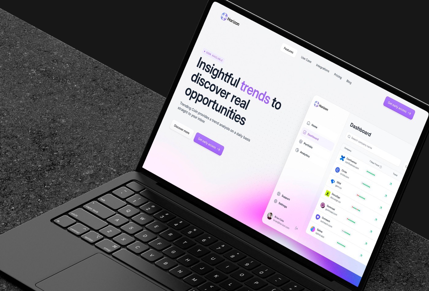 Screenshot of Horizon website