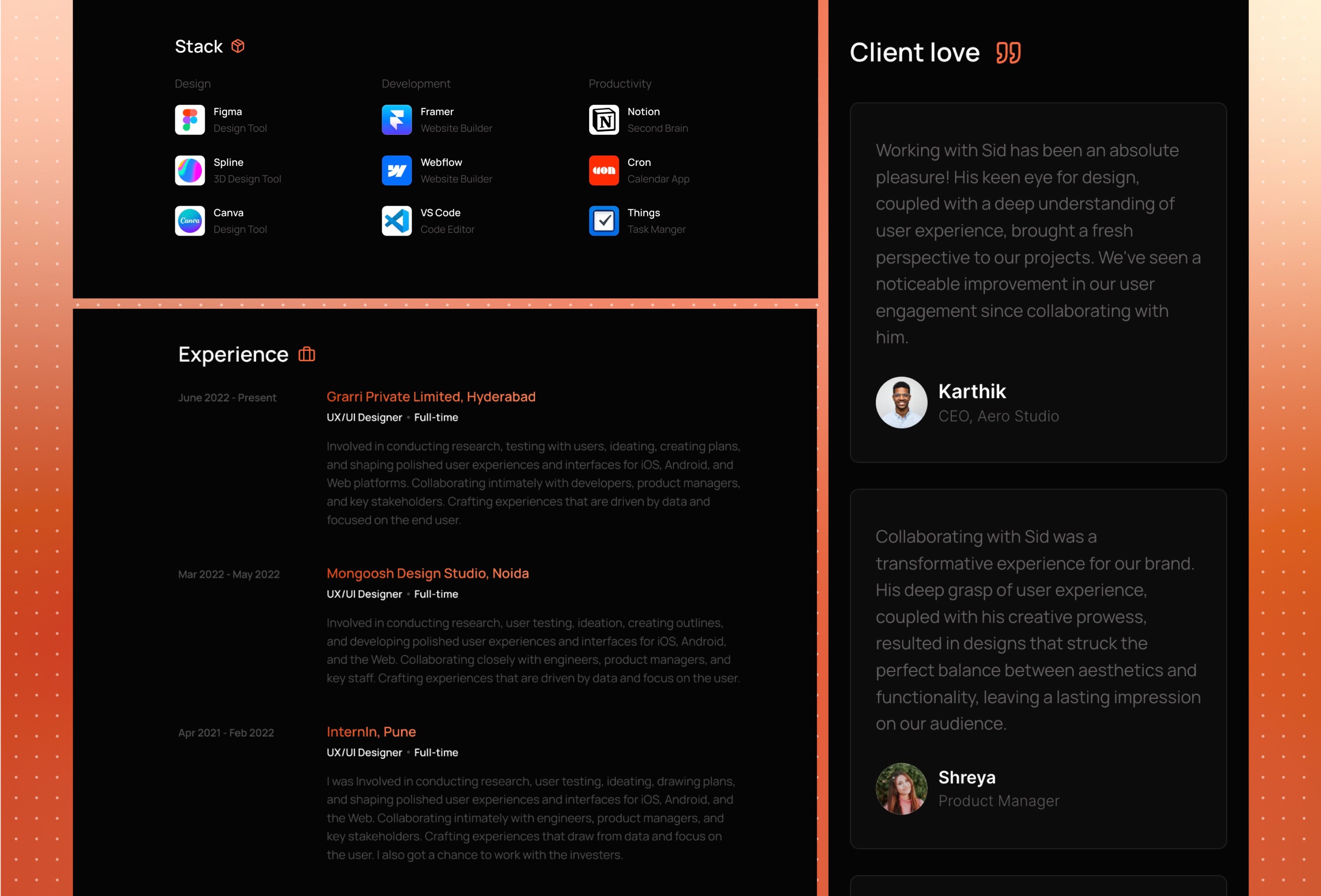 Screenshot 3 of Horizonx framer portfolio template
