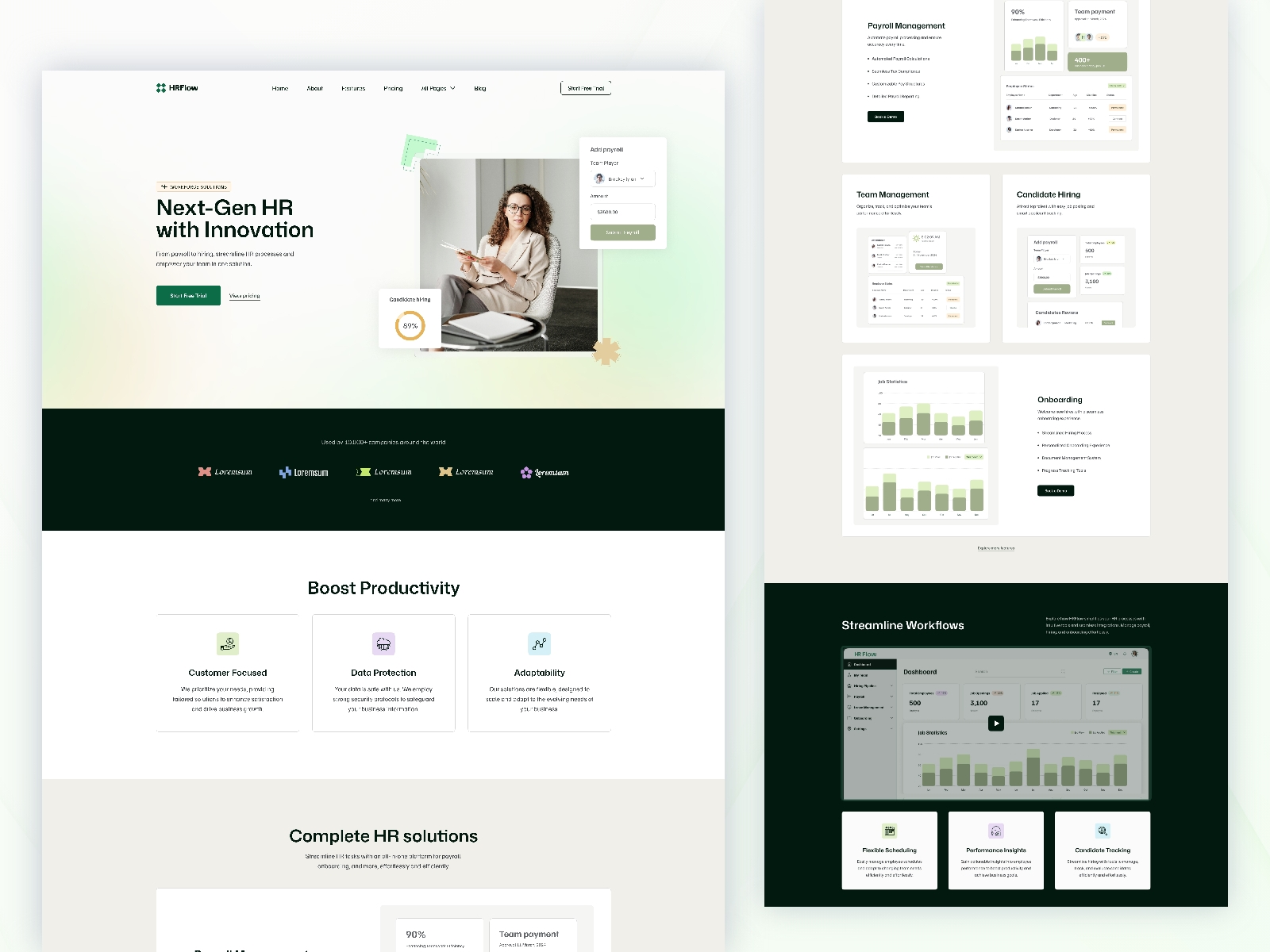 Screenshot of Hrflow website