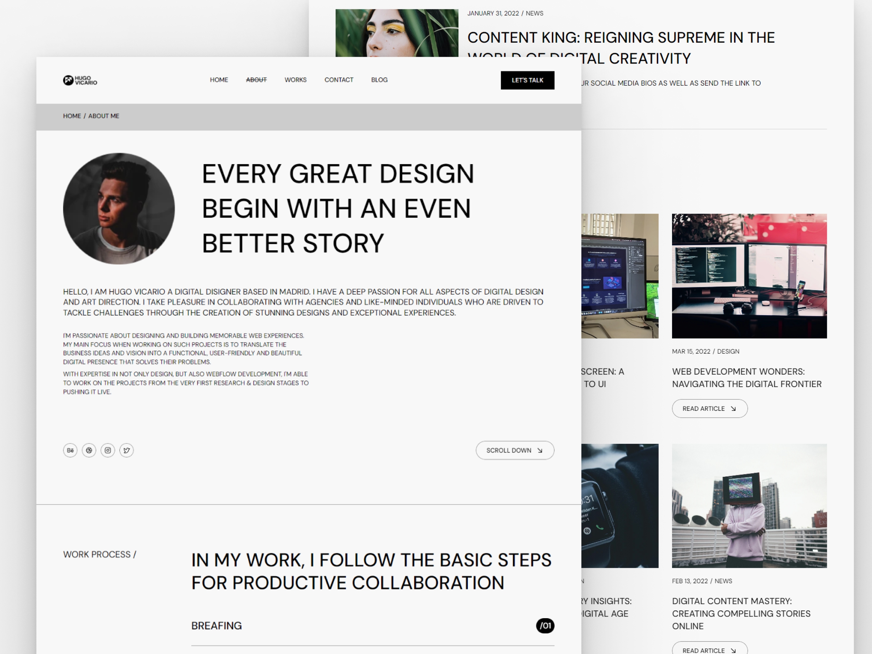 Screenshot 4 of Hugo vicario personal portfolio website