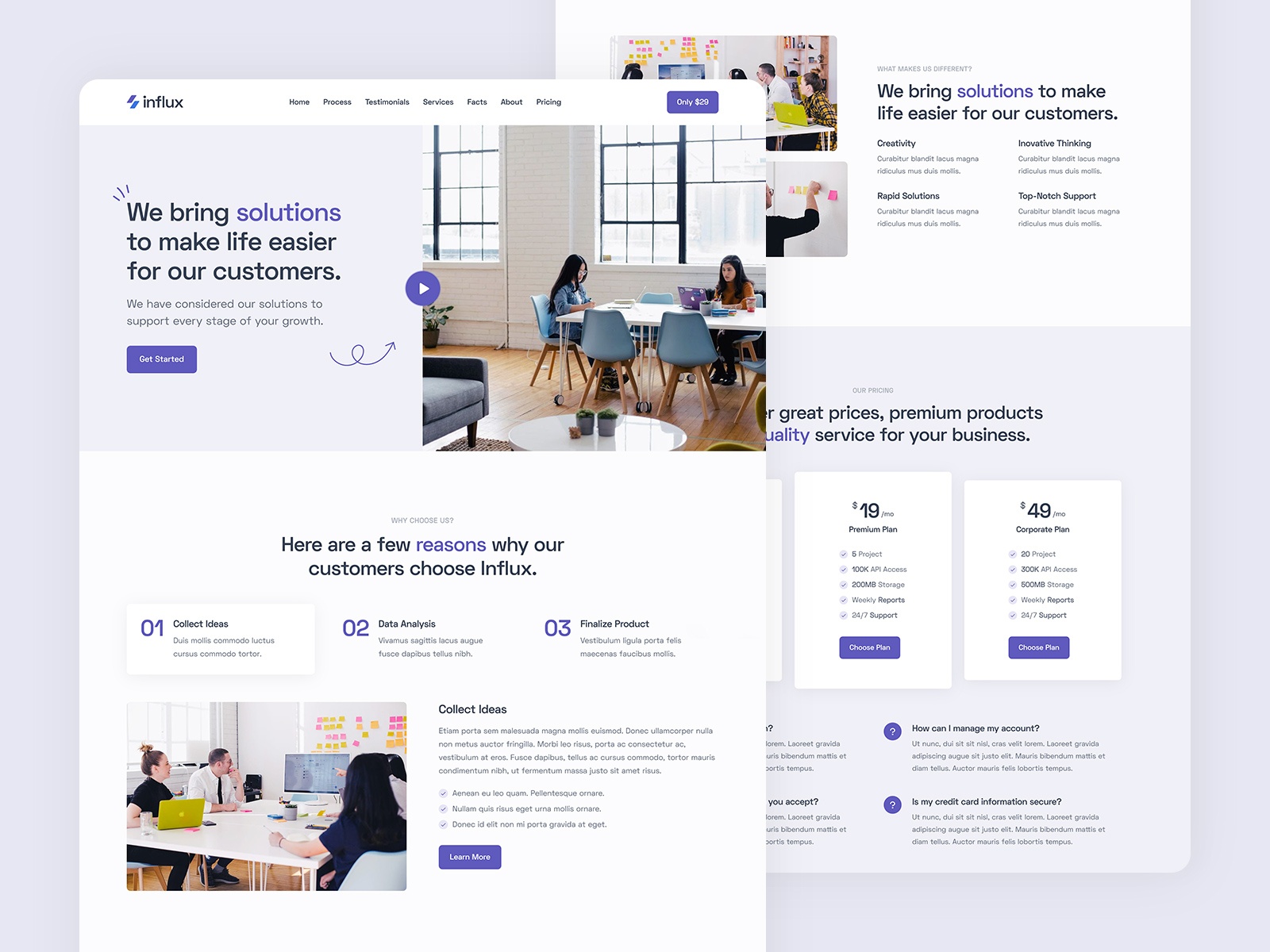 Screenshot of Influx website