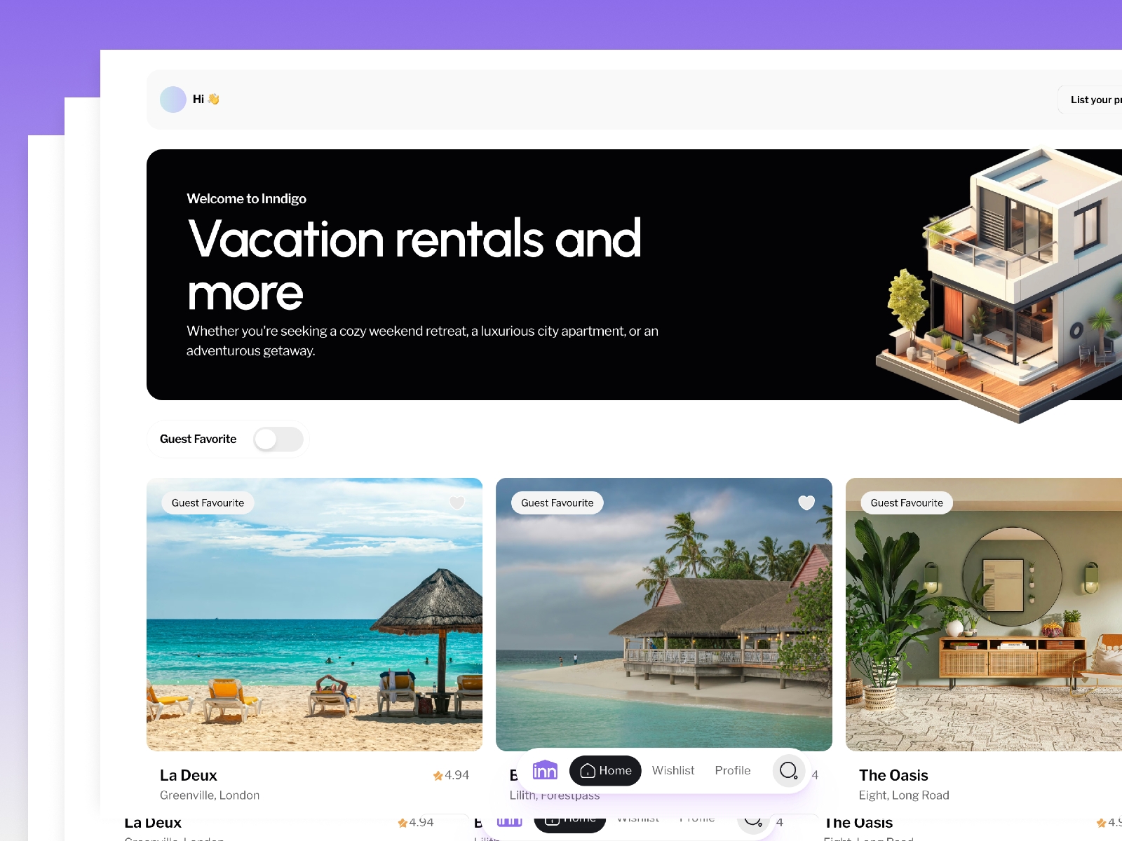 Screenshot of Inndigo website