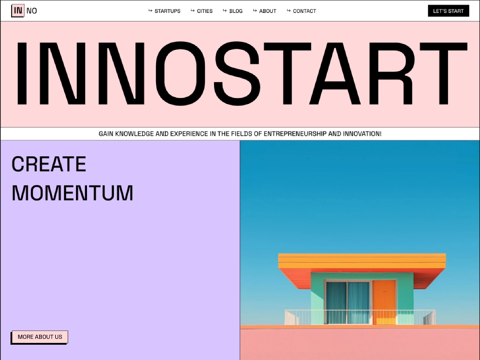 Screenshot of Innostart website