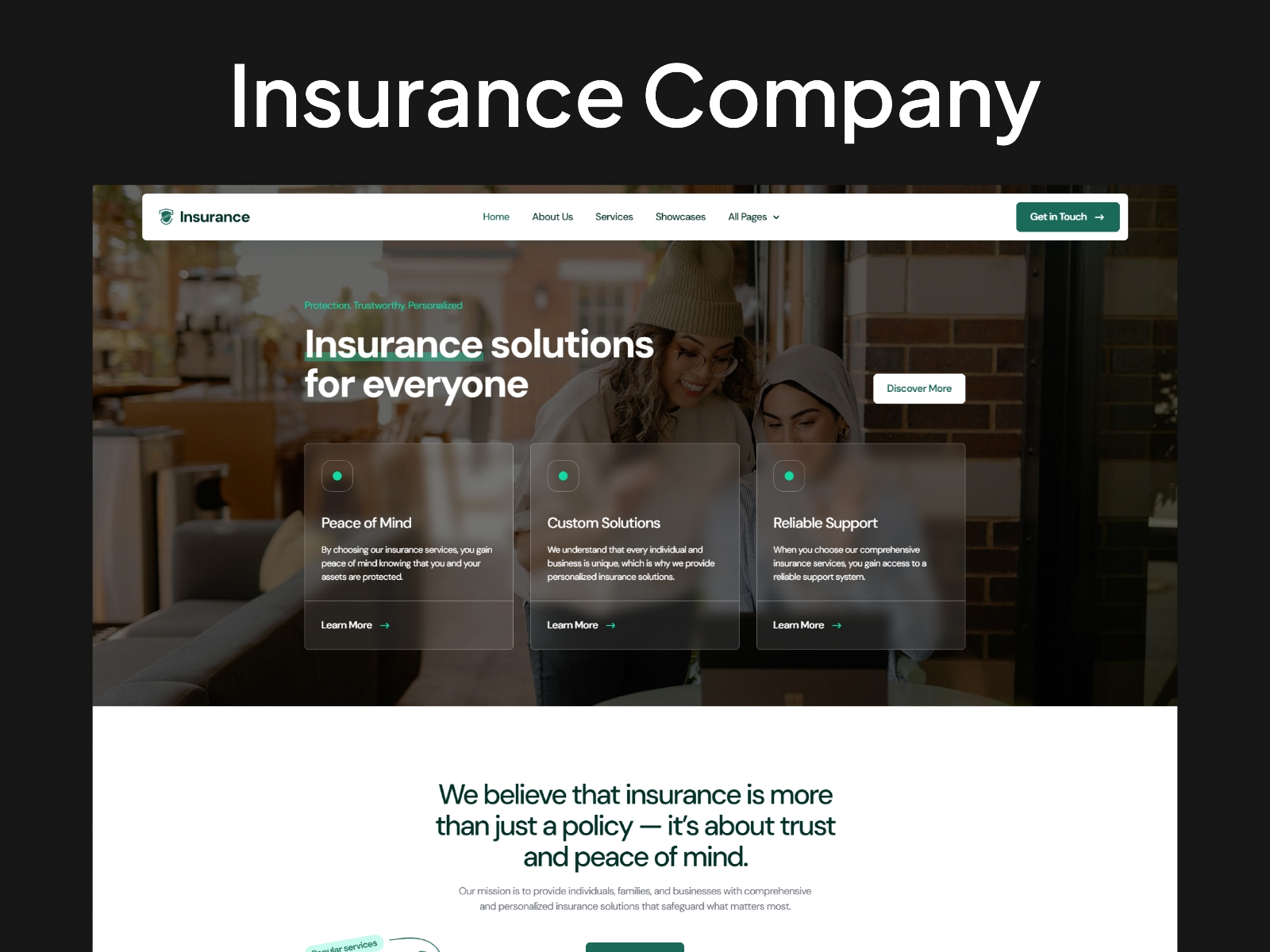 Screenshot of Insurance website