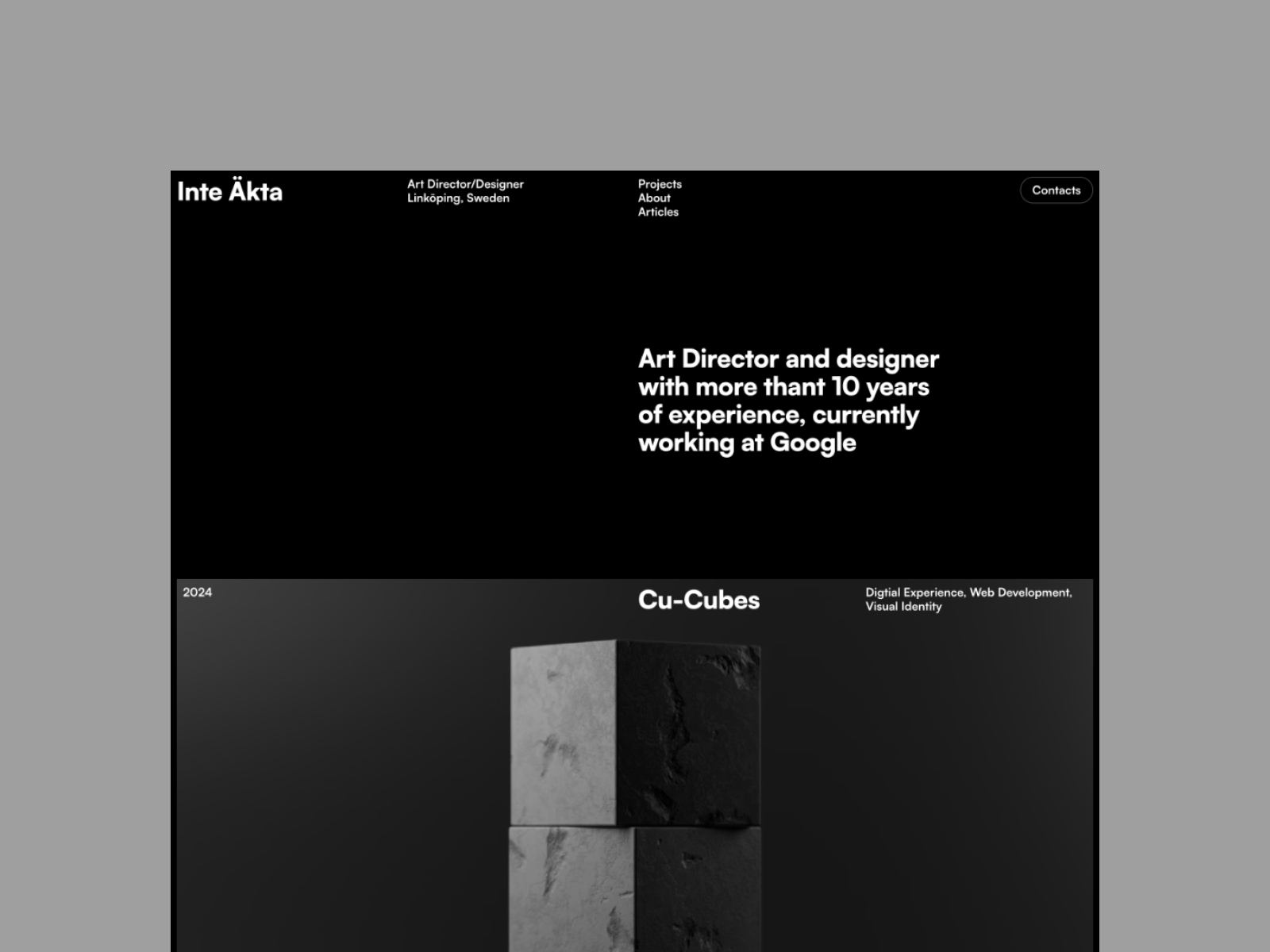 Screenshot of Inte akta website