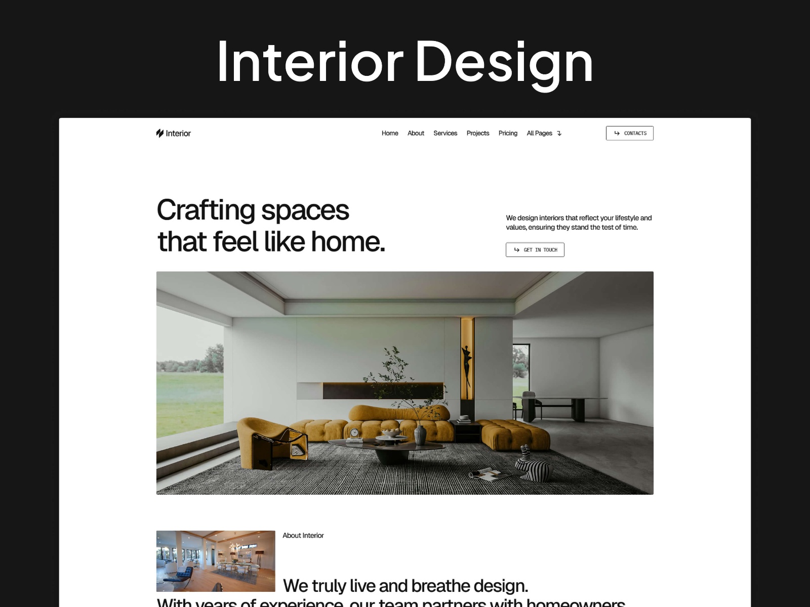 Screenshot of Interior website