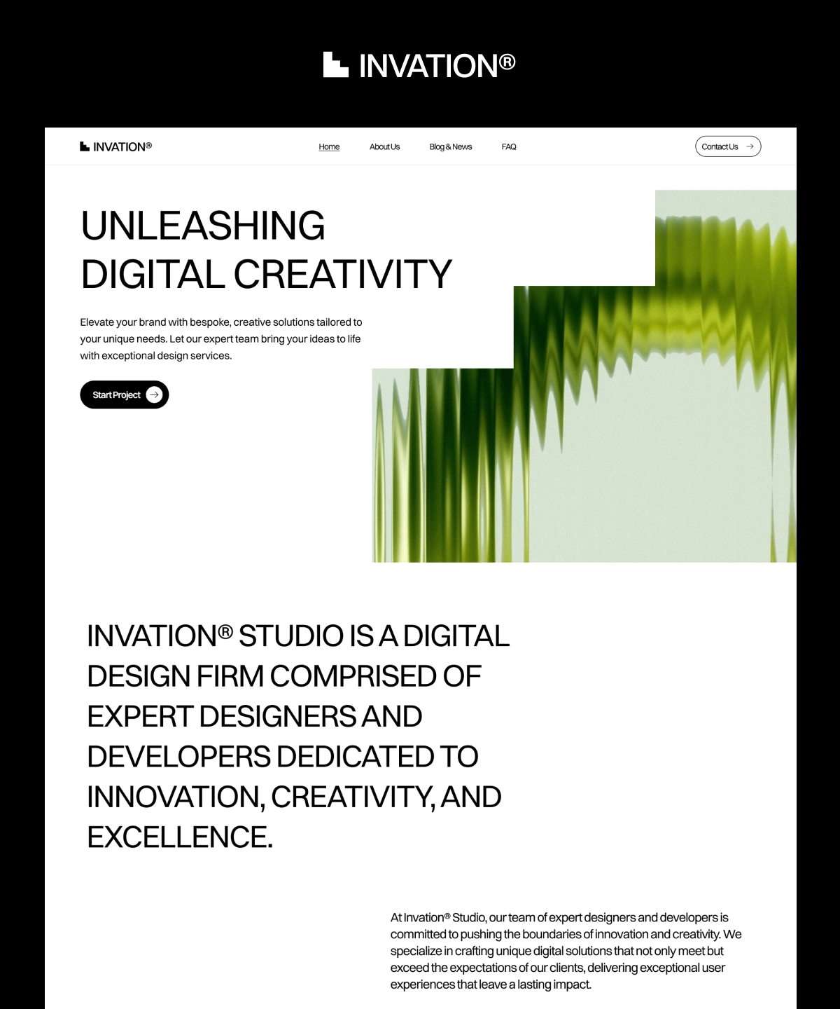 Screenshot of Invation studio website