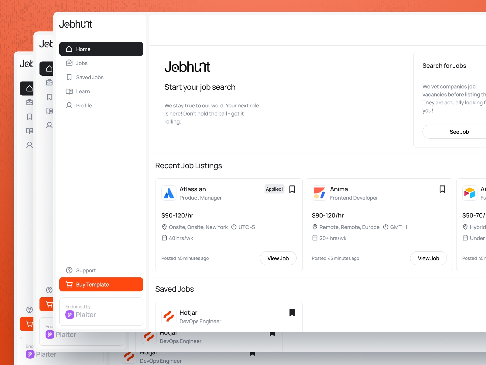Screenshot of Jobhunt website