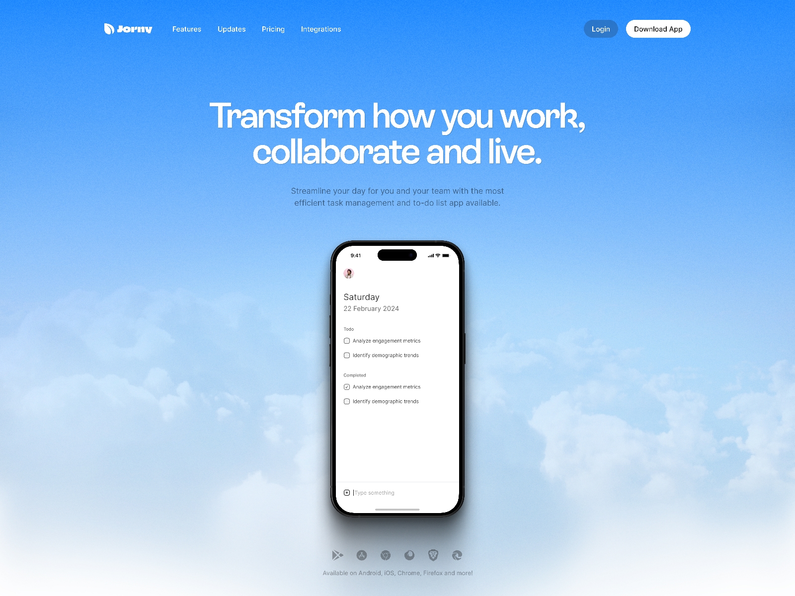Screenshot of Jorny website