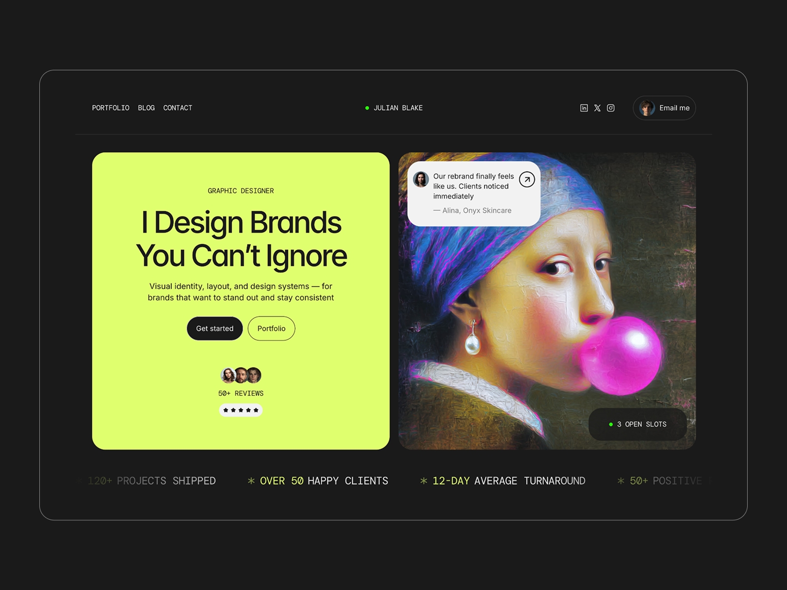 Screenshot of Julian website