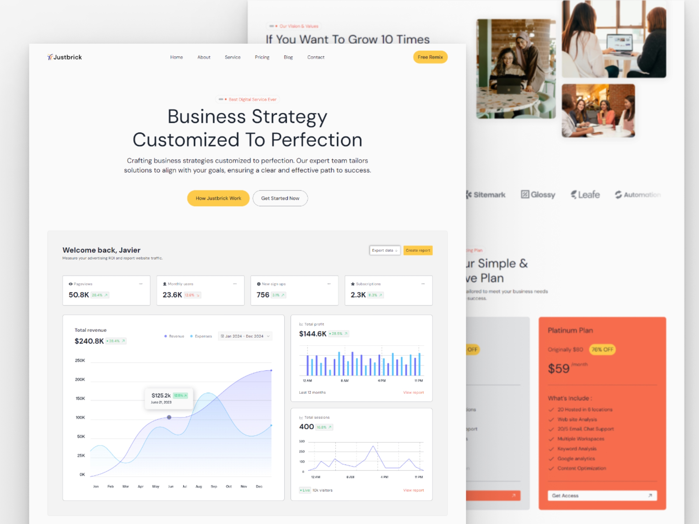 Screenshot 2 of Justbrick digital marketing saas website