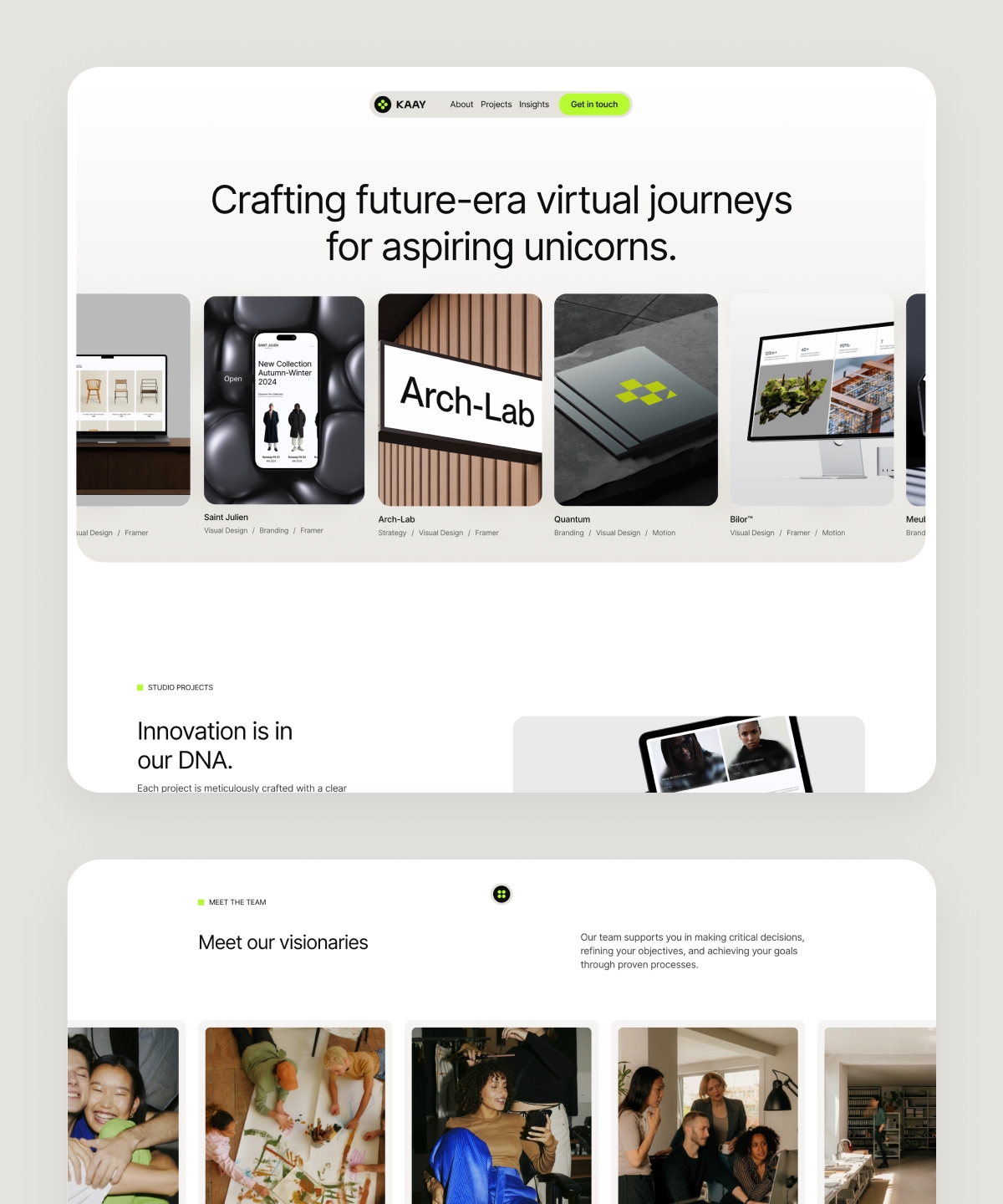 Screenshot of Kaay v20 agency portfolio template website