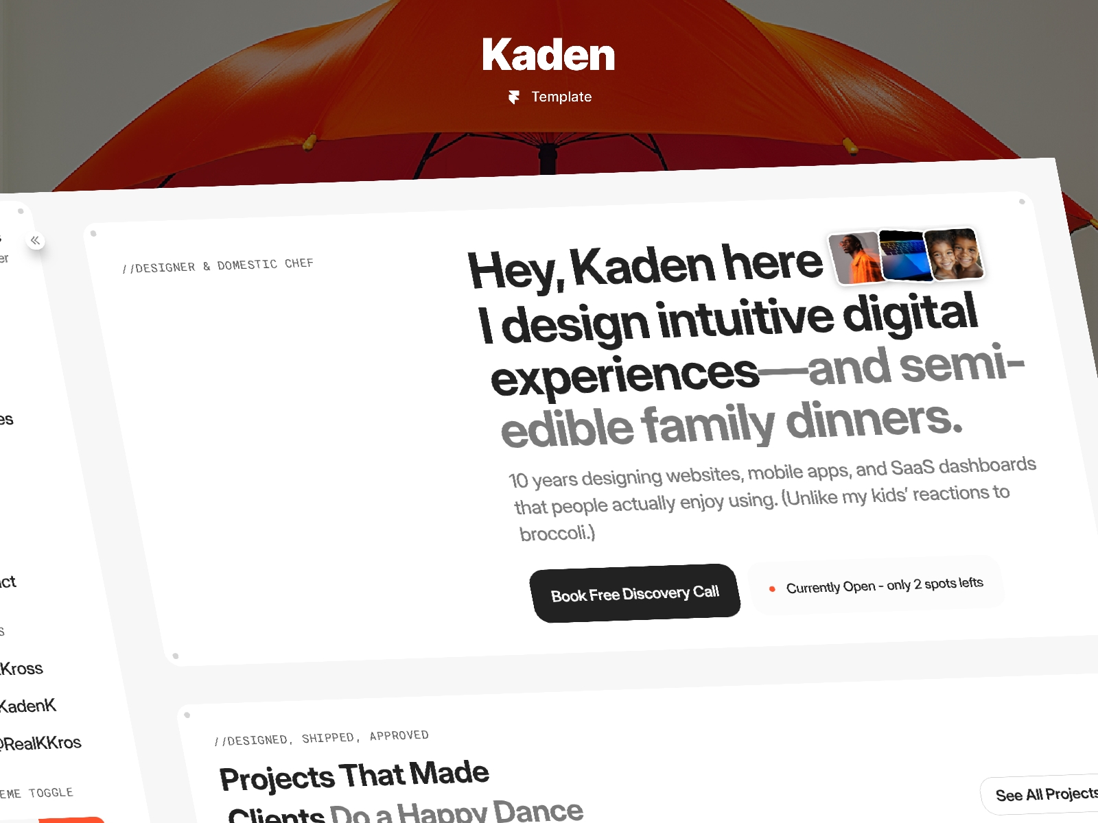 Screenshot of Kaden website