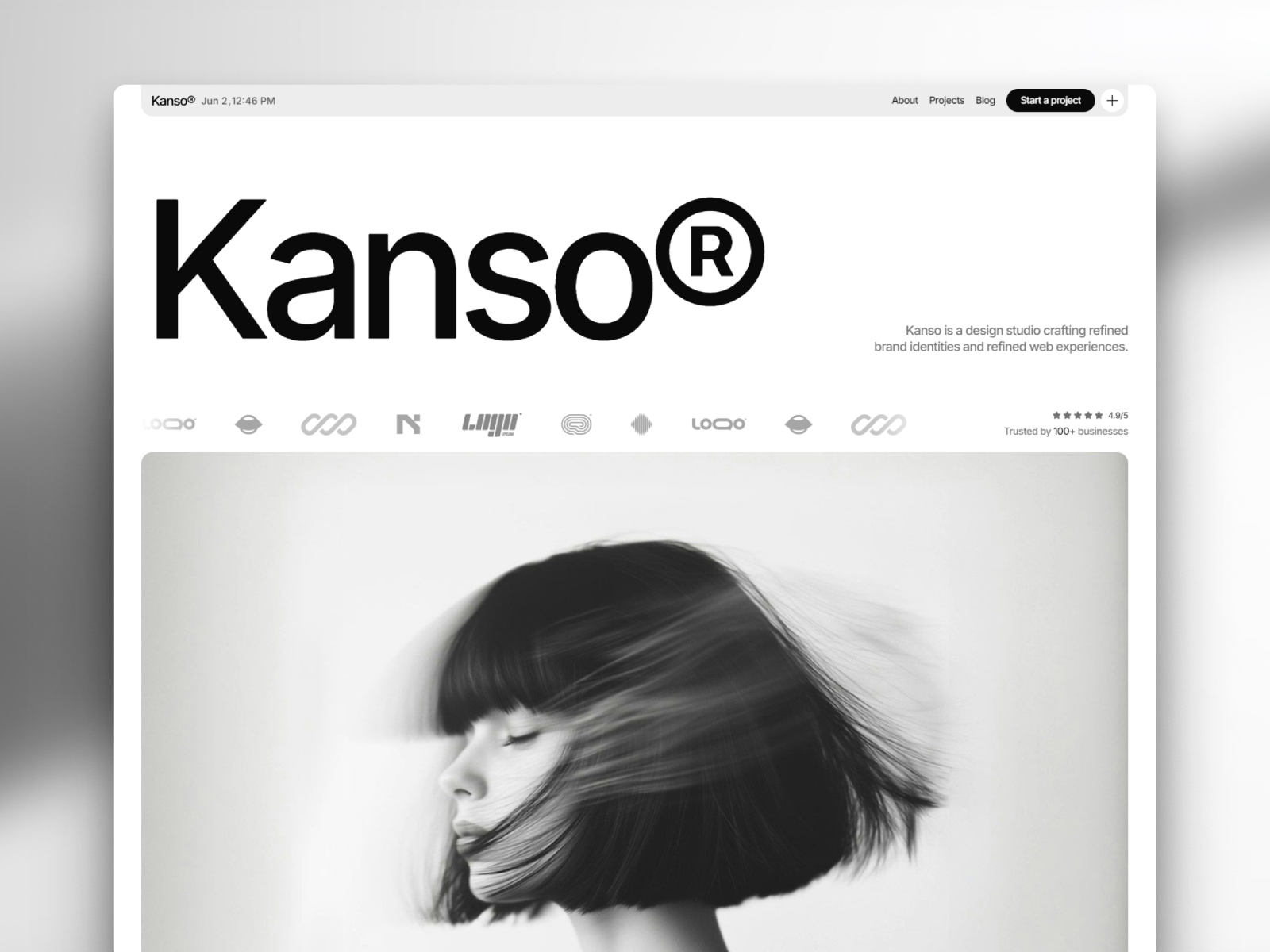Screenshot of Kanso website