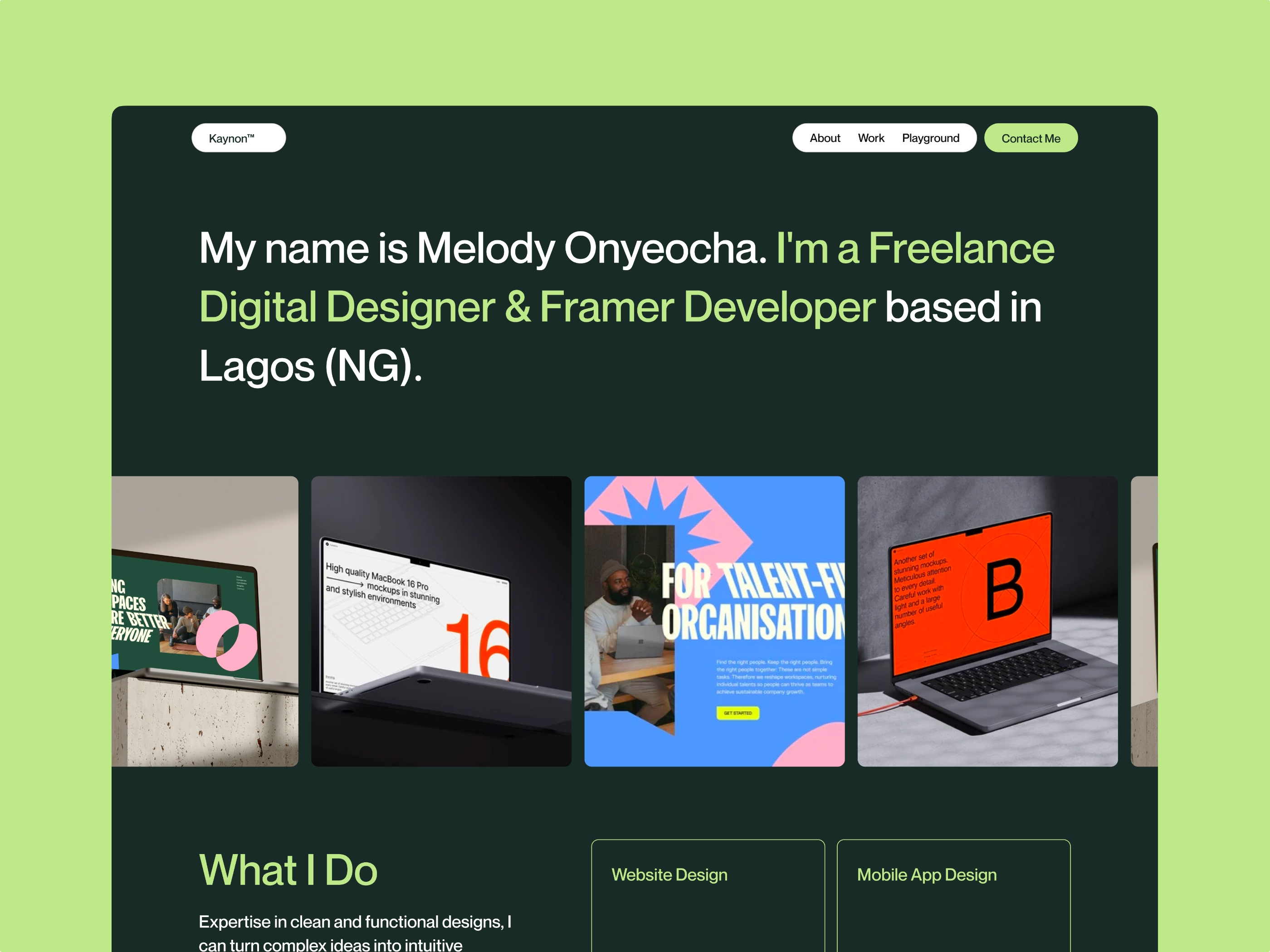 Screenshot of Kaynon website