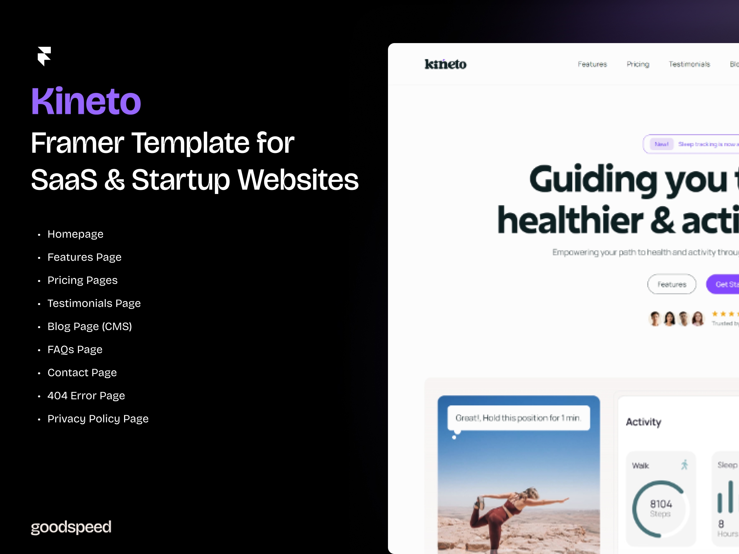 Screenshot of Kineto saas startup website template website