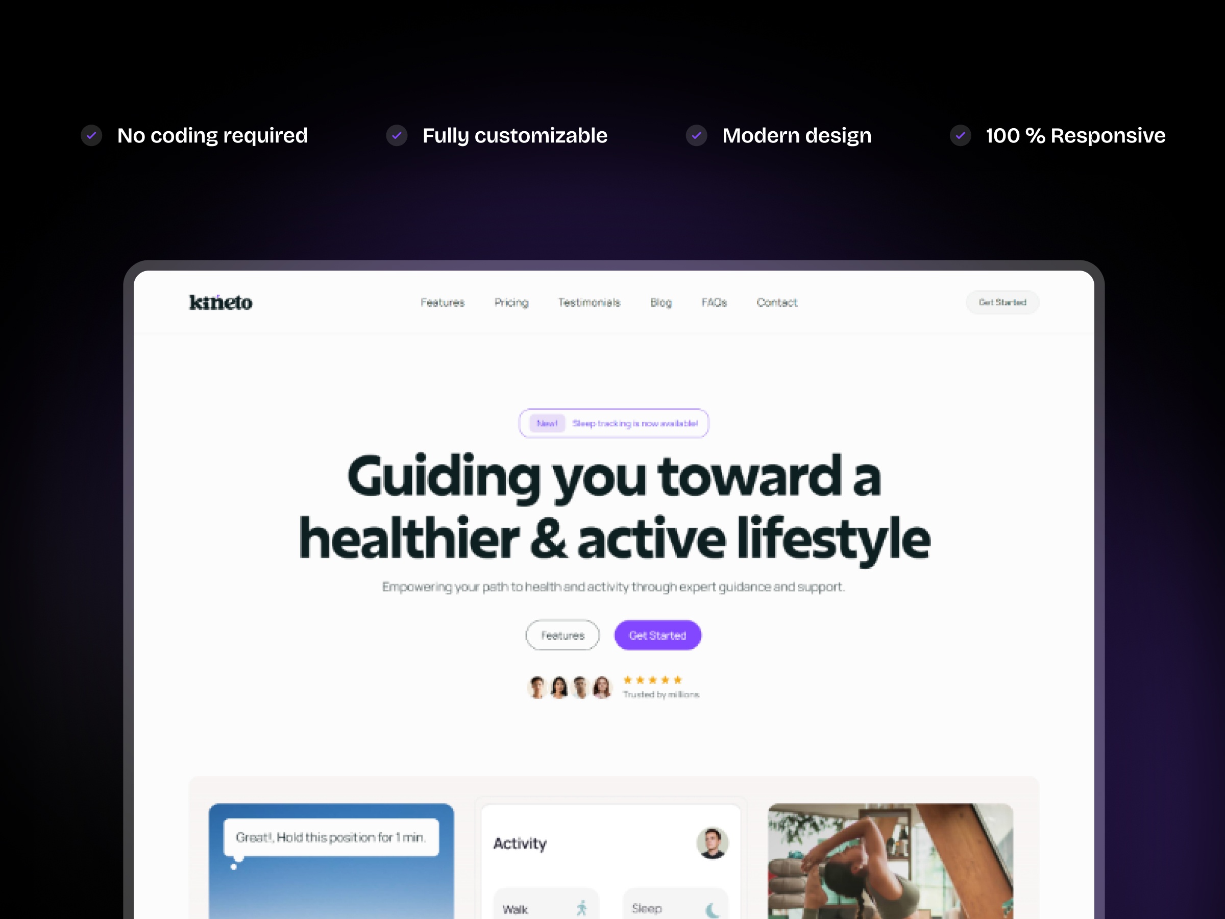Screenshot 2 of Kineto saas startup website template