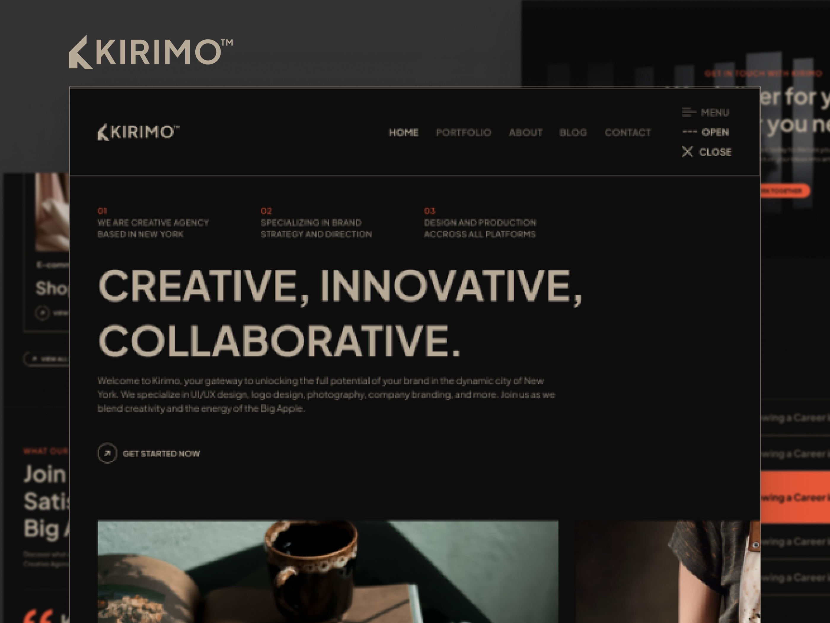 Screenshot of Kirimo creative portfolio website website
