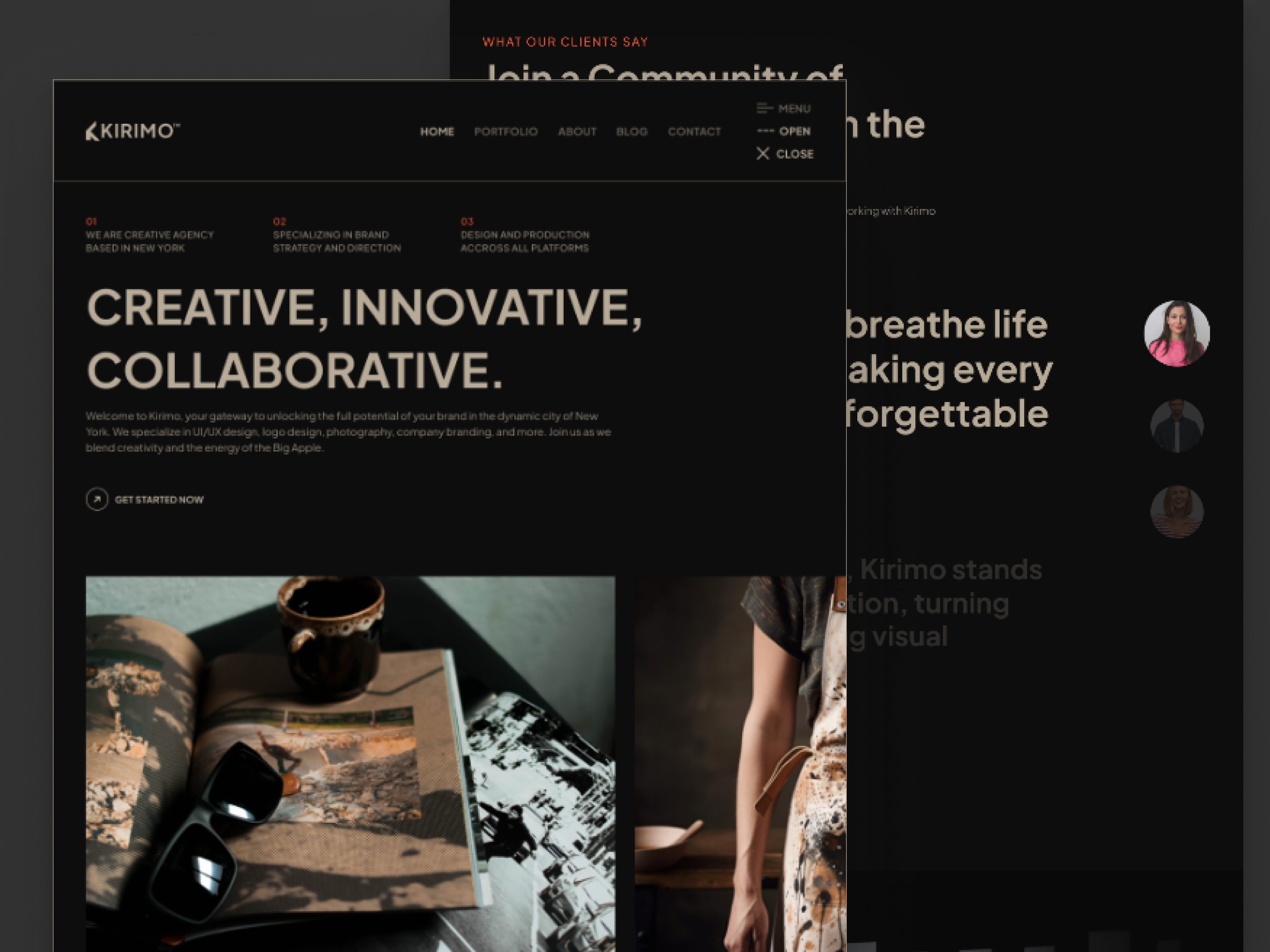 Screenshot 2 of Kirimo creative portfolio website