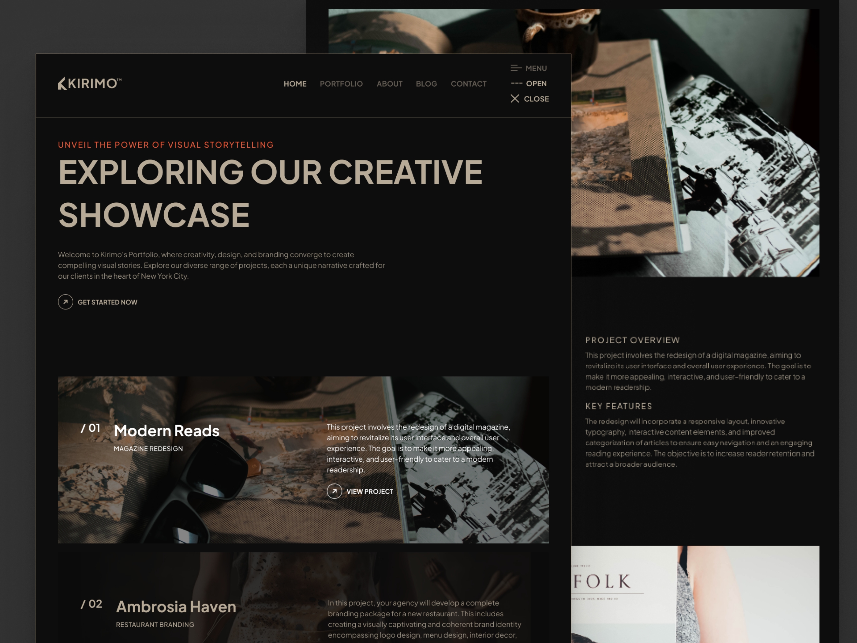 Screenshot 3 of Kirimo creative portfolio website