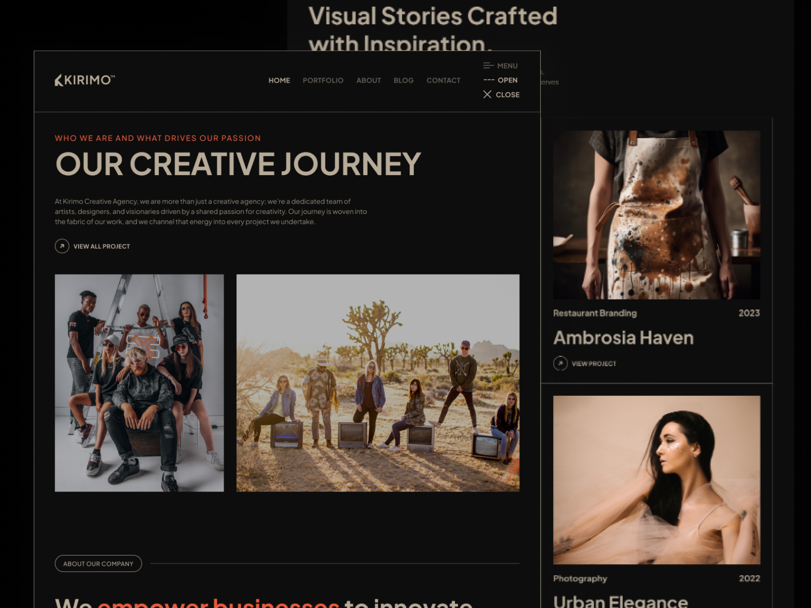 Screenshot 4 of Kirimo creative portfolio website