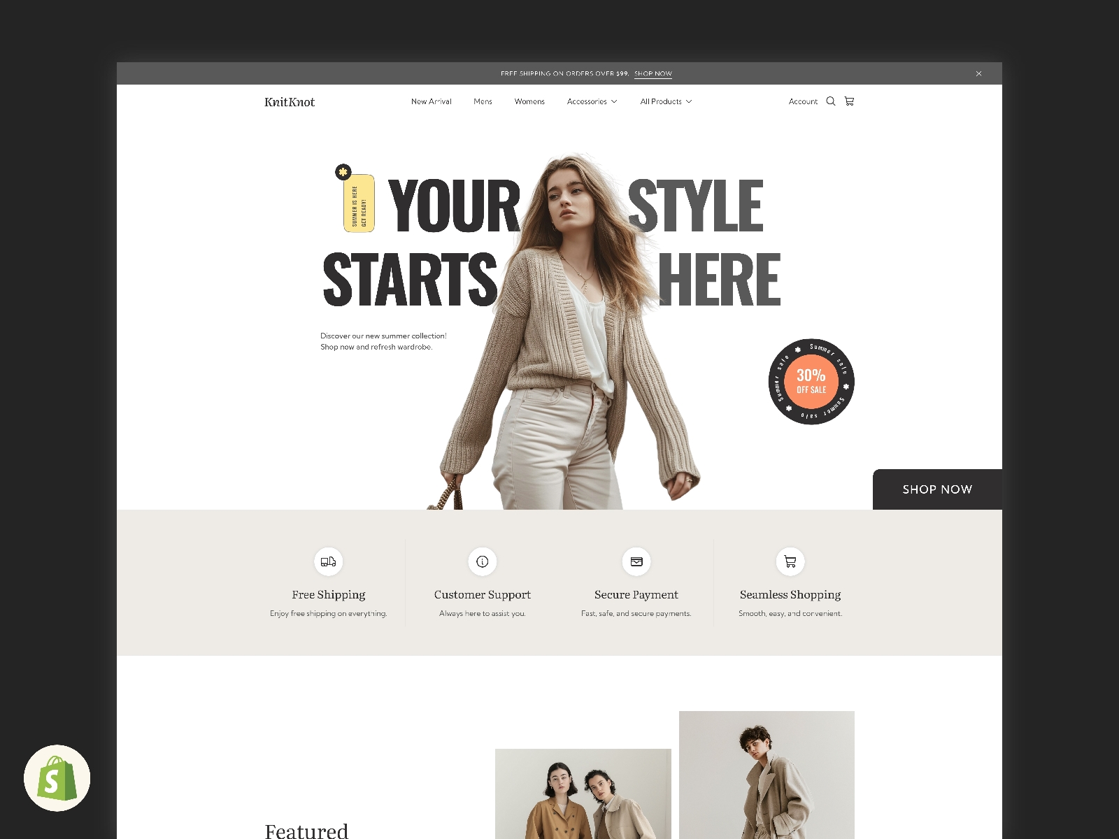 Screenshot of Knitknot website