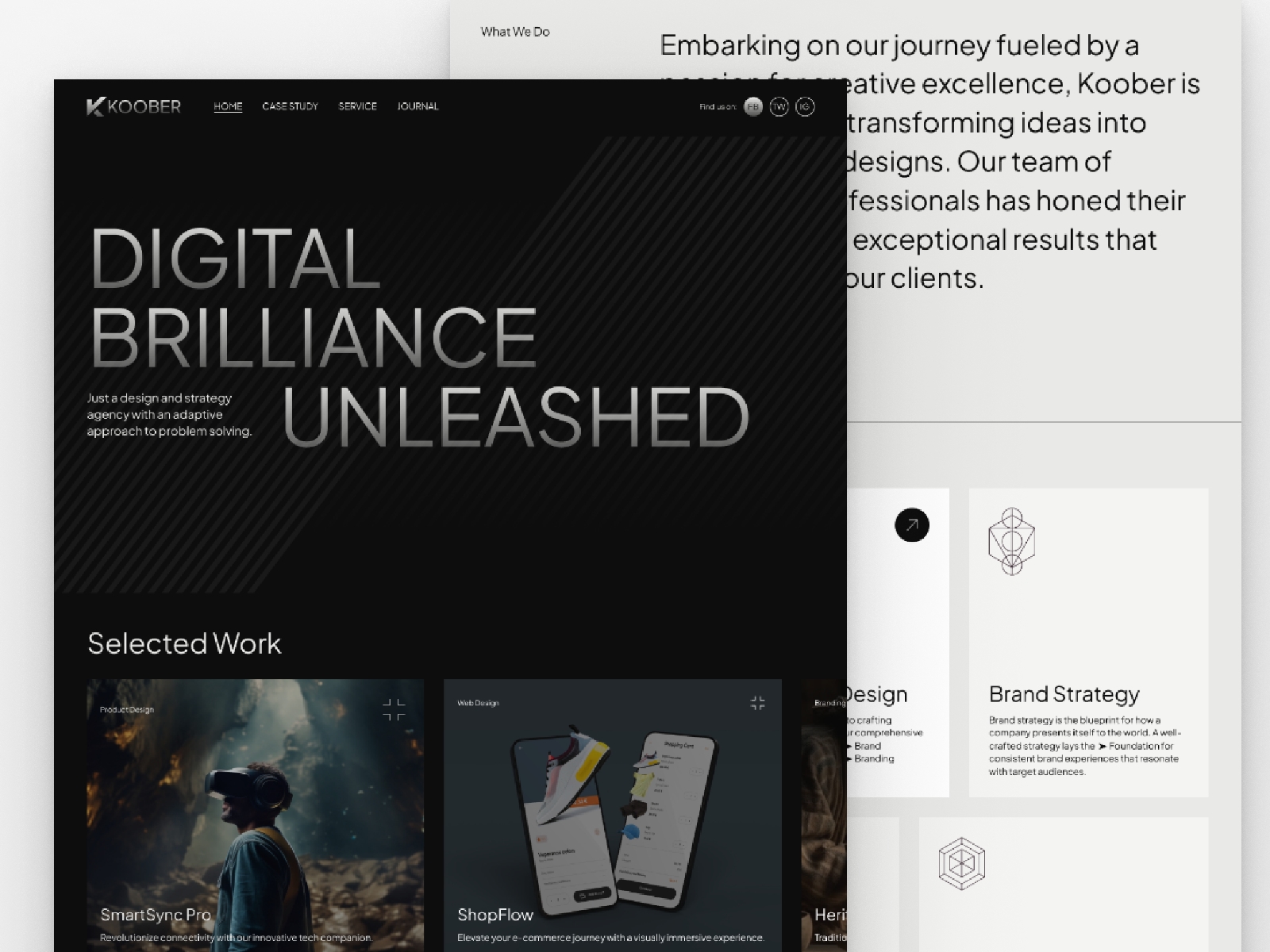 Screenshot 2 of Koober creative portfolio website