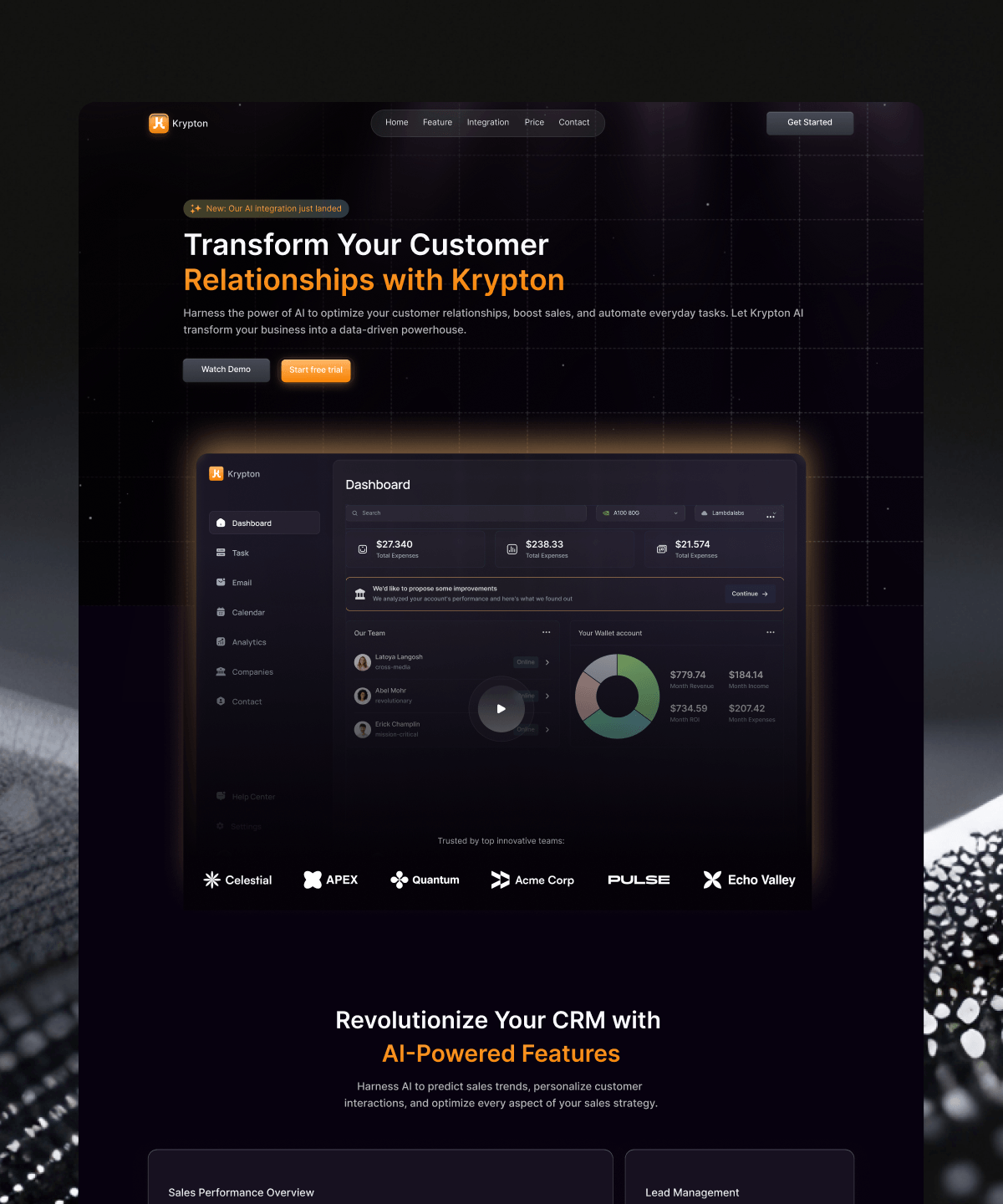Screenshot of Krypton website