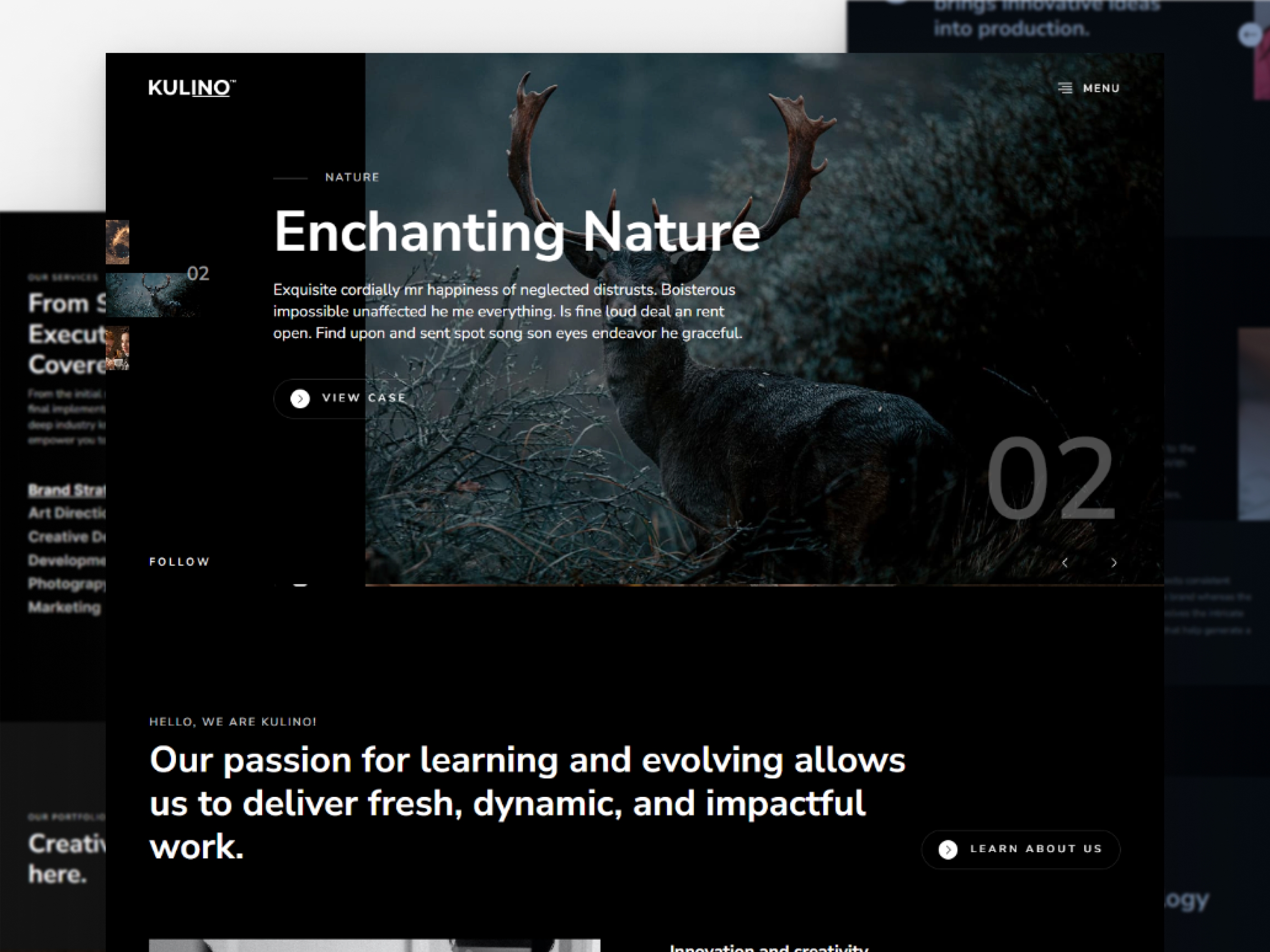 Screenshot of Kulino creative portfolio website website