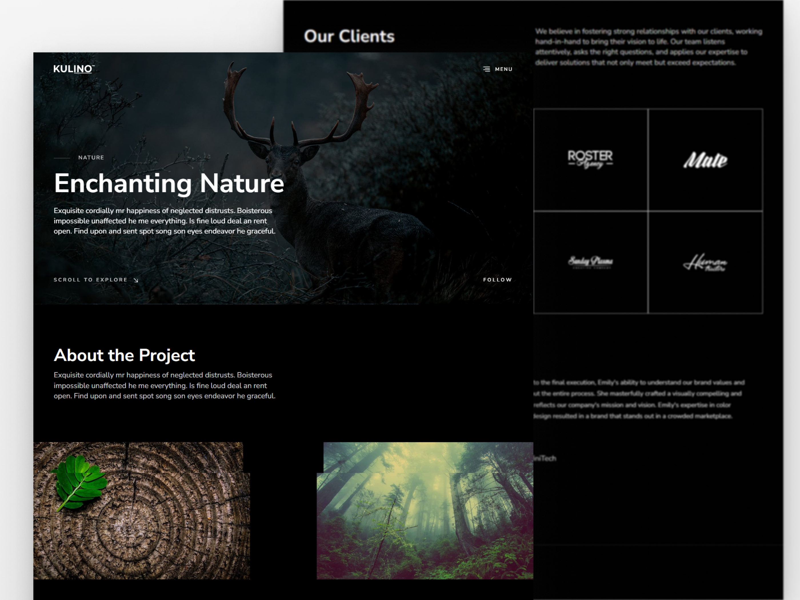 Screenshot 3 of Kulino creative portfolio website