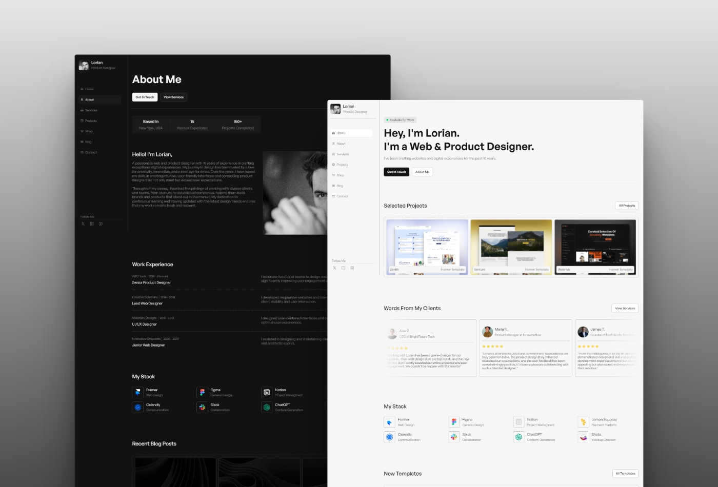 Screenshot 2 of Kuro minimal portfolio template