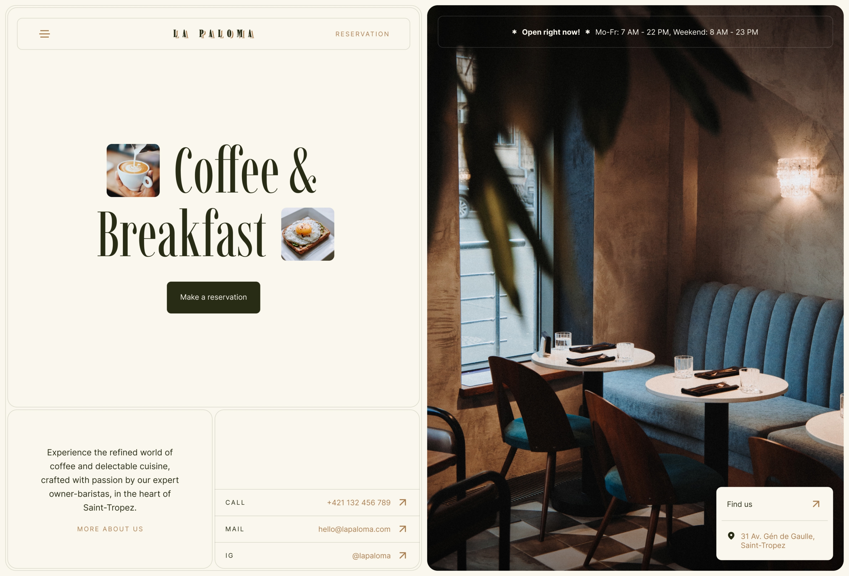 Screenshot 2 of La paloma cafe bar or restaurant framer template
