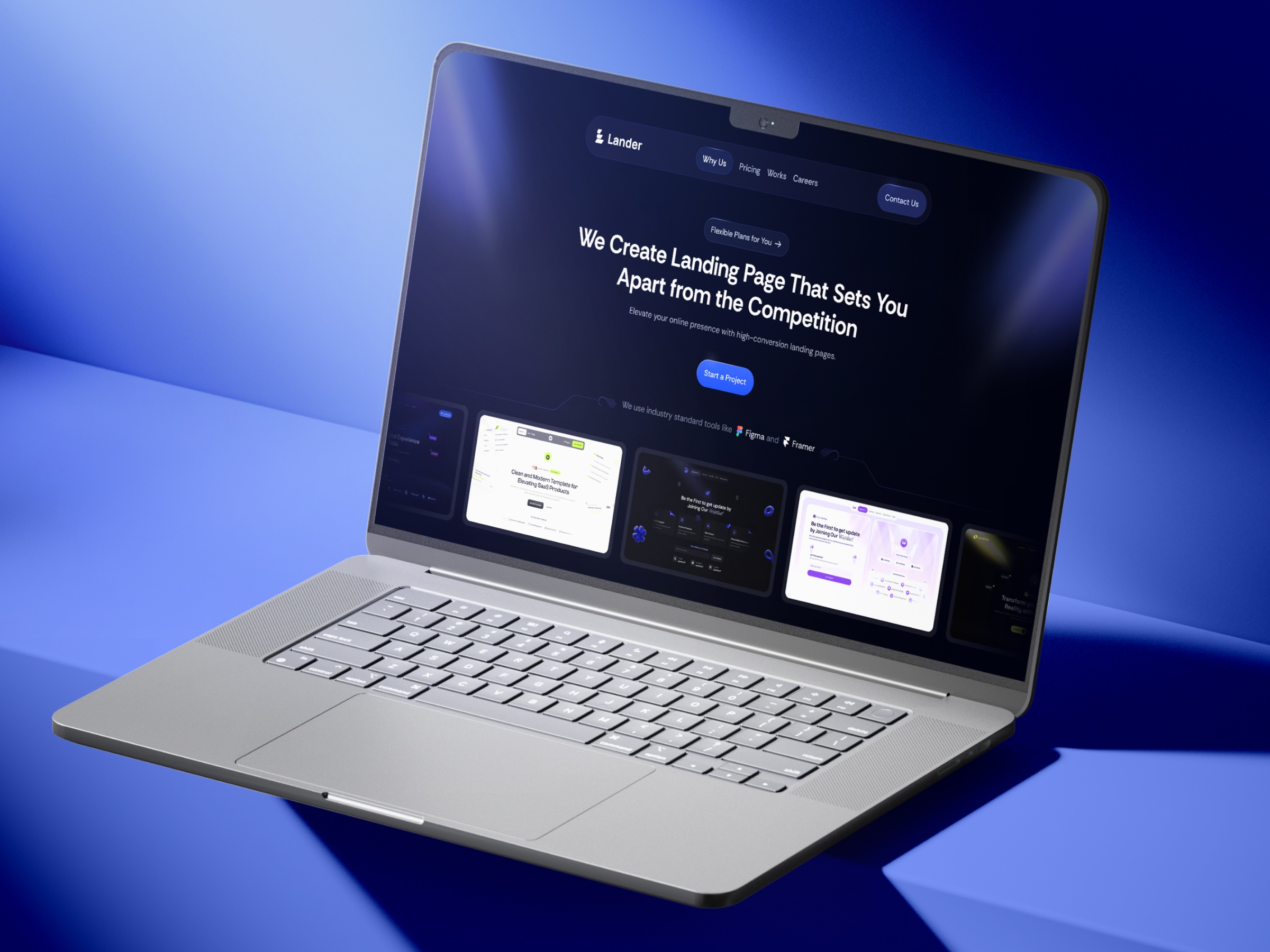 Screenshot of Lander website