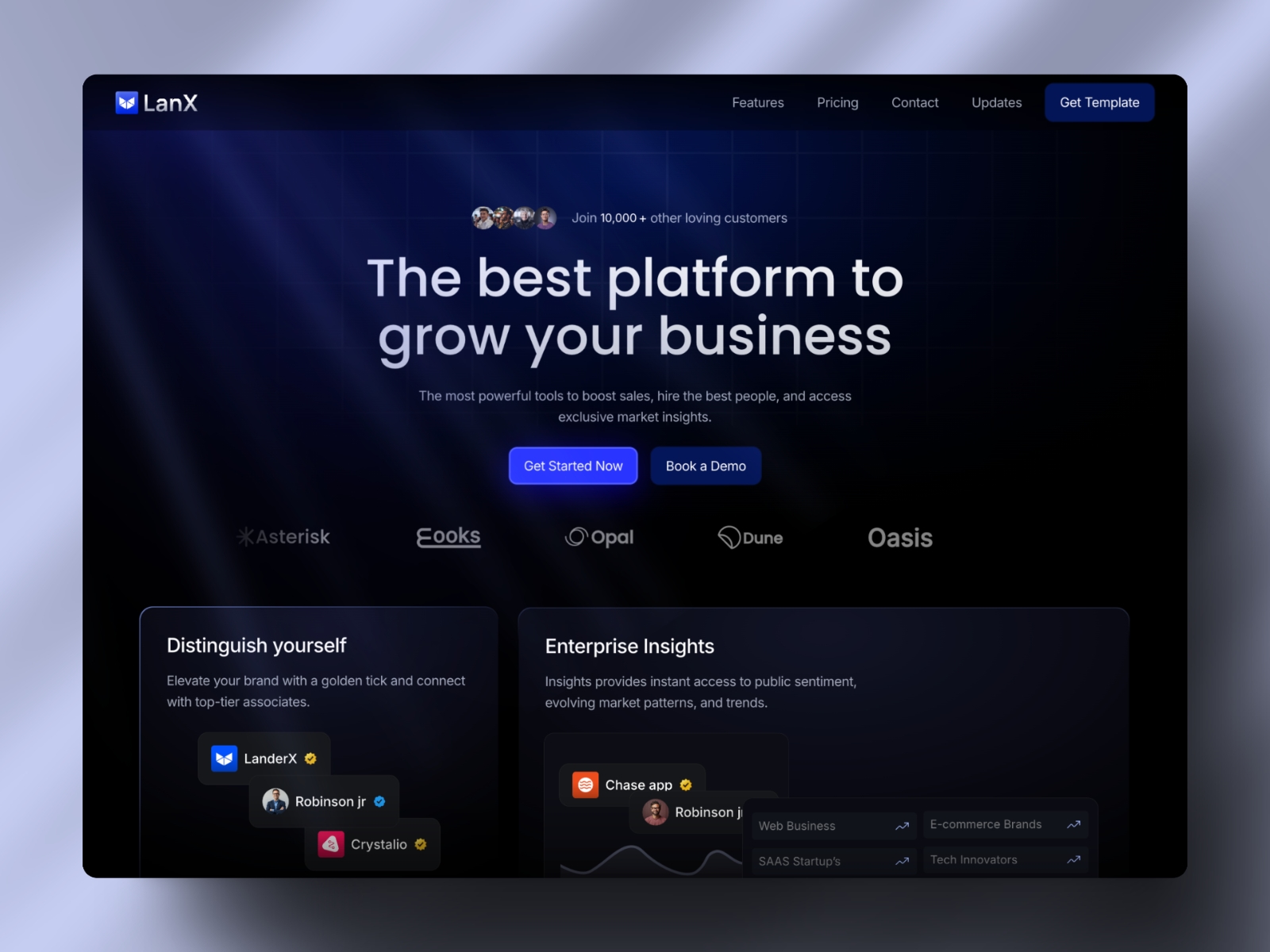 Screenshot of Lanx website