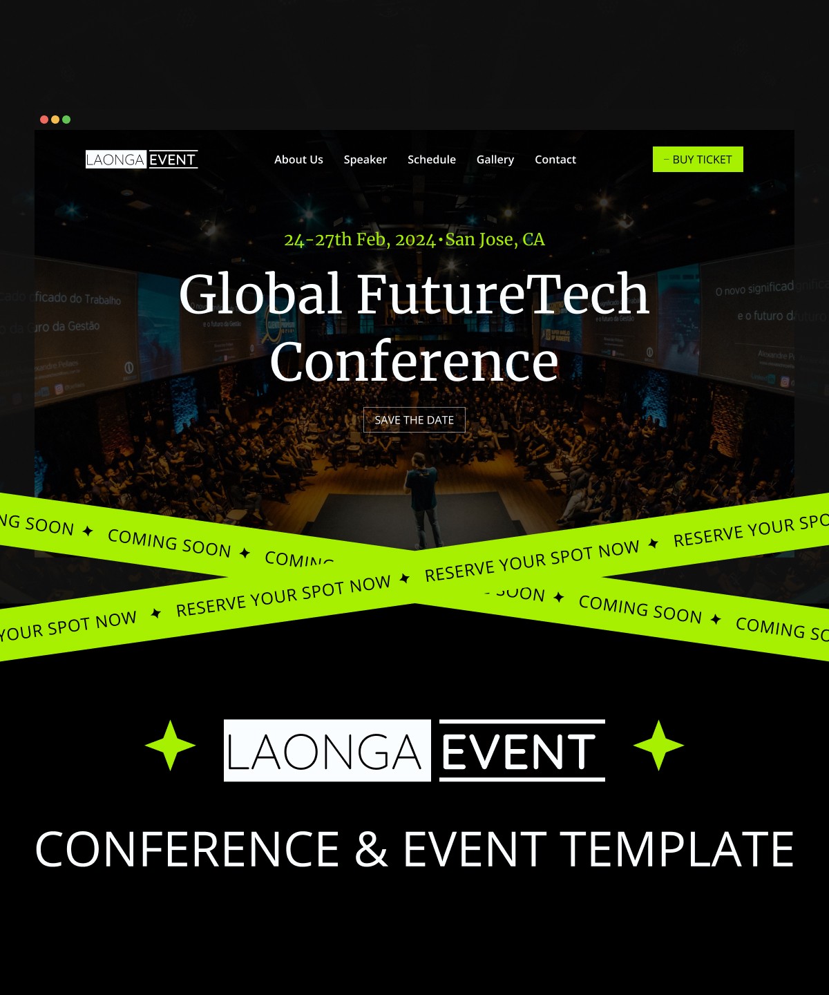 Screenshot of Laonga event conference event template website