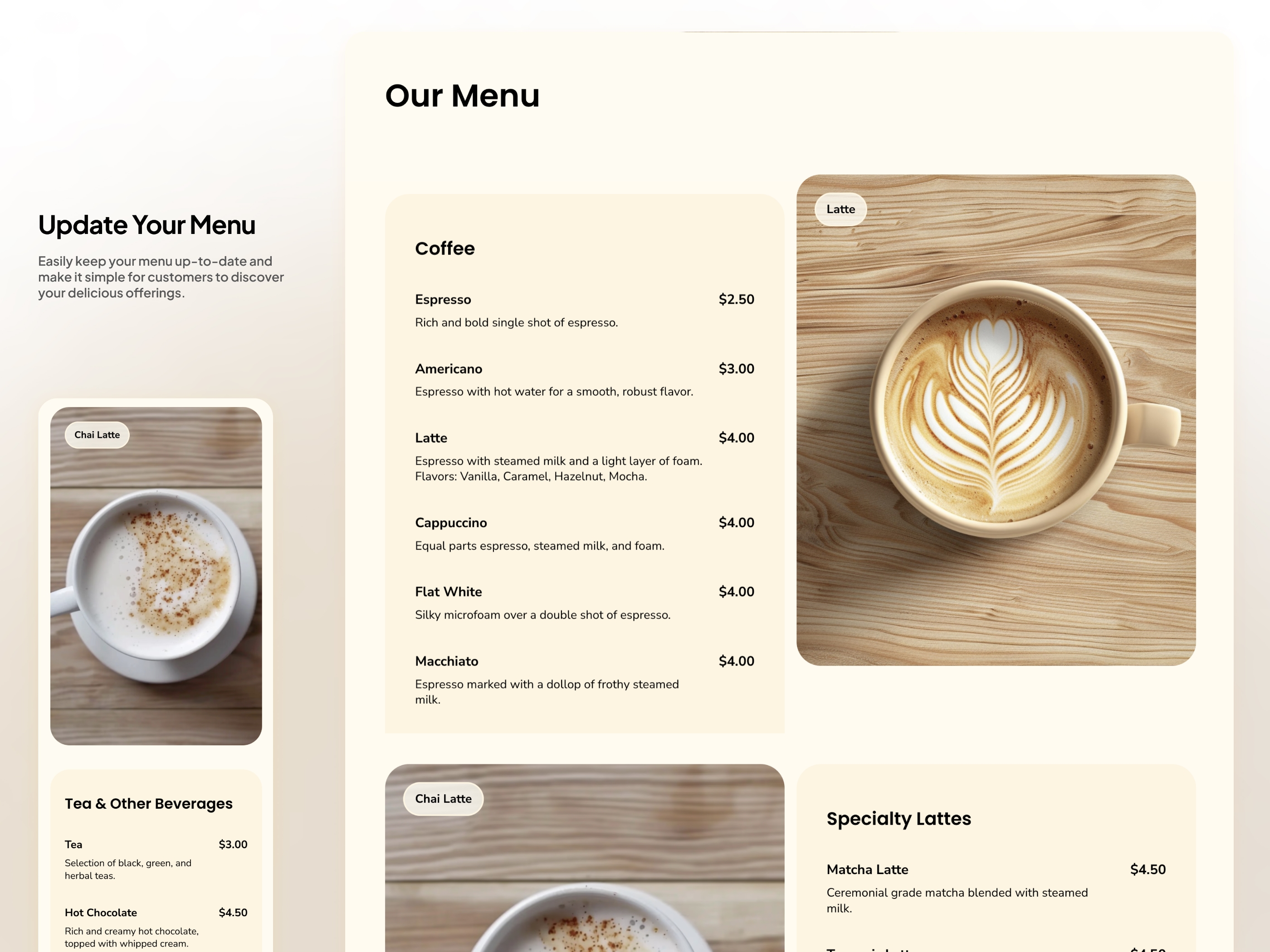 Screenshot 2 of Latte cafe restaurant template