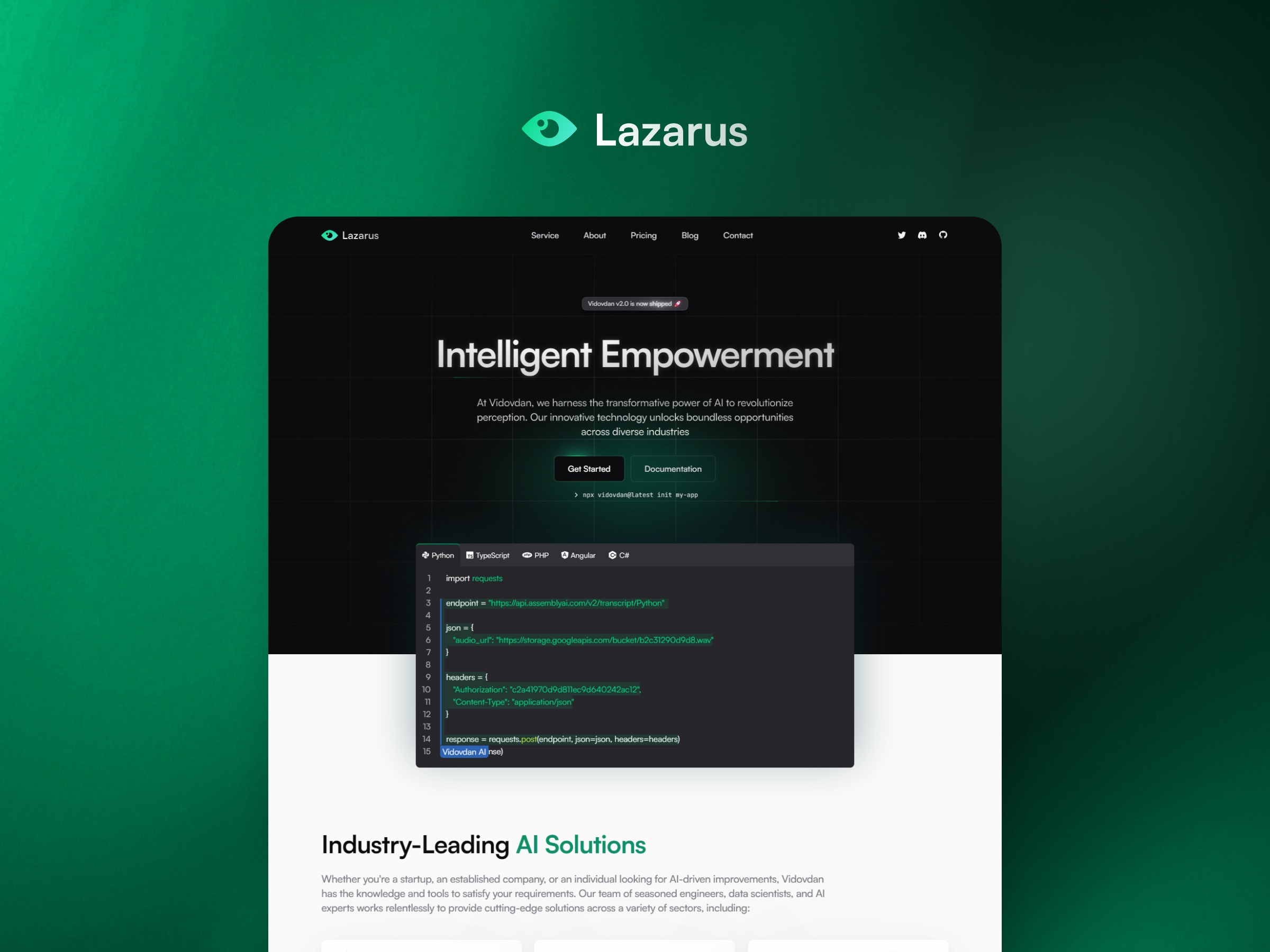 Screenshot of Lazarus website