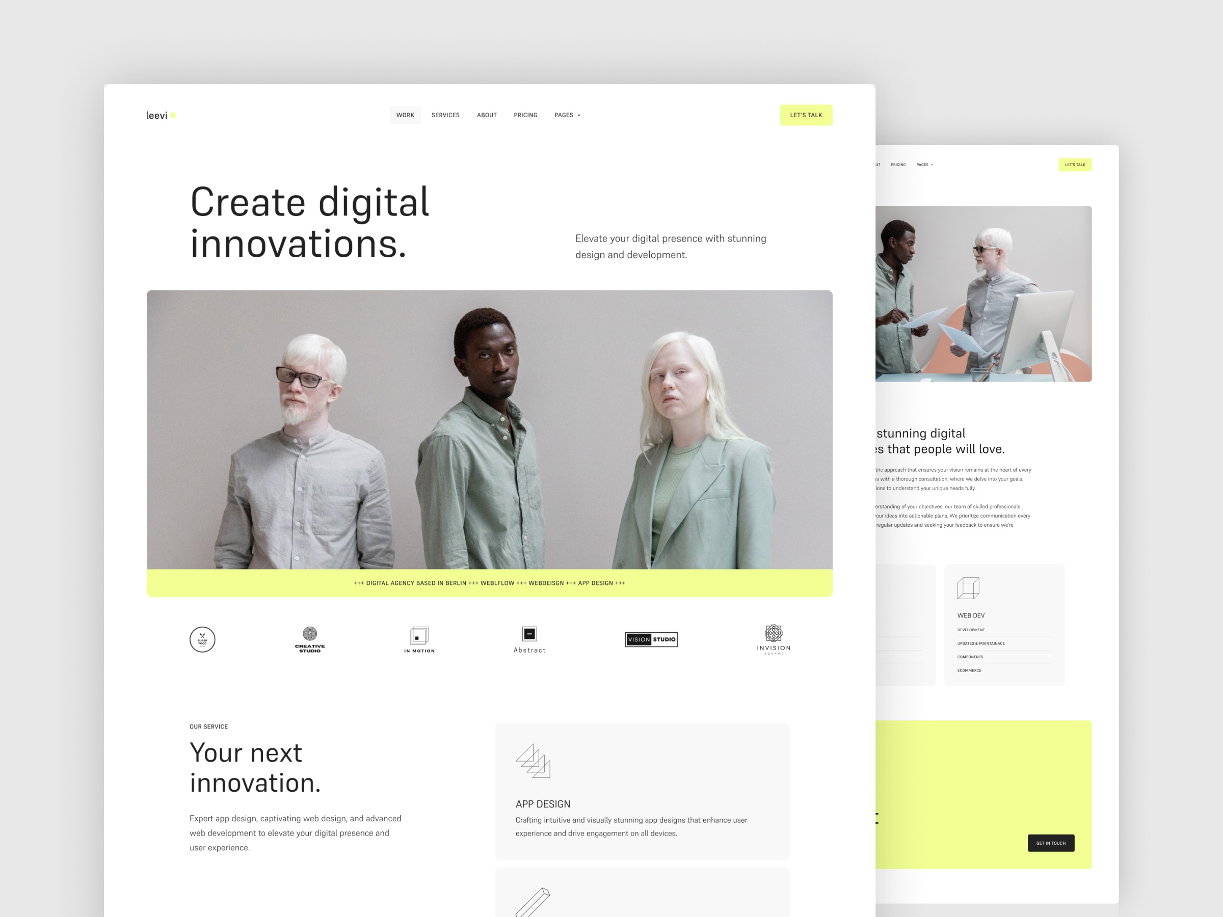Screenshot of Leevi website