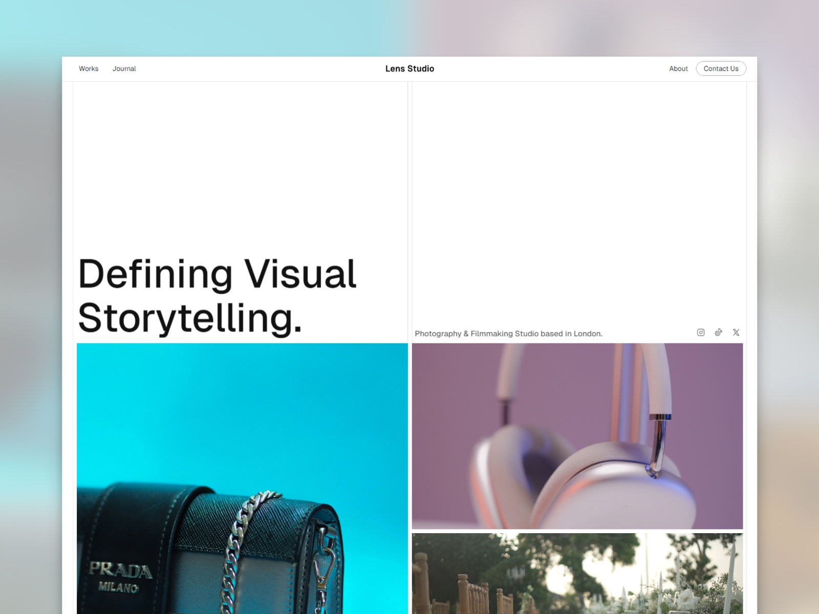 Screenshot of Lens website