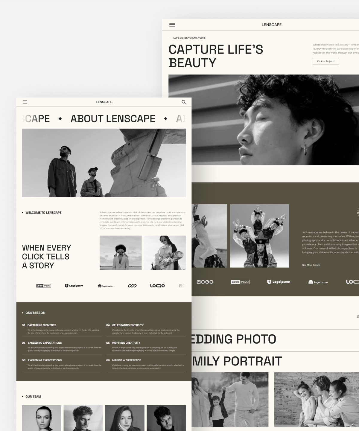 Screenshot of Lenscape photography portfolio website